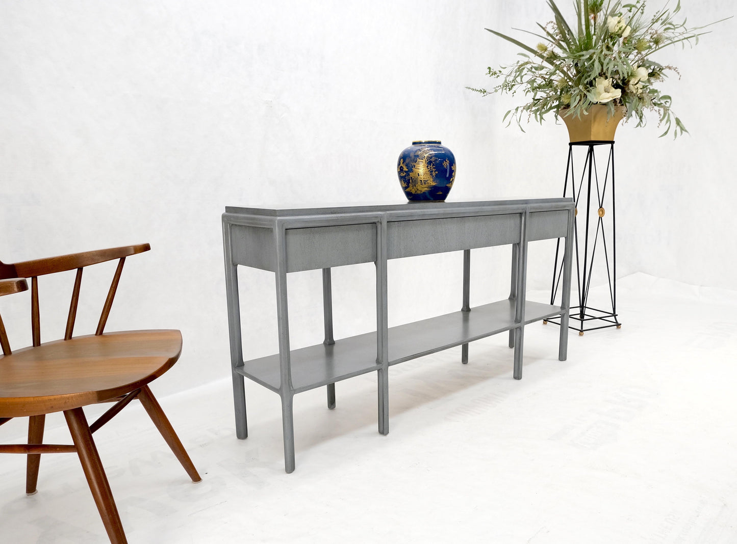 EstablishedLines Widdicomb Faux Finish 3 Drawer Long Sofa Console Table Credenza W/ Shelf Mint!