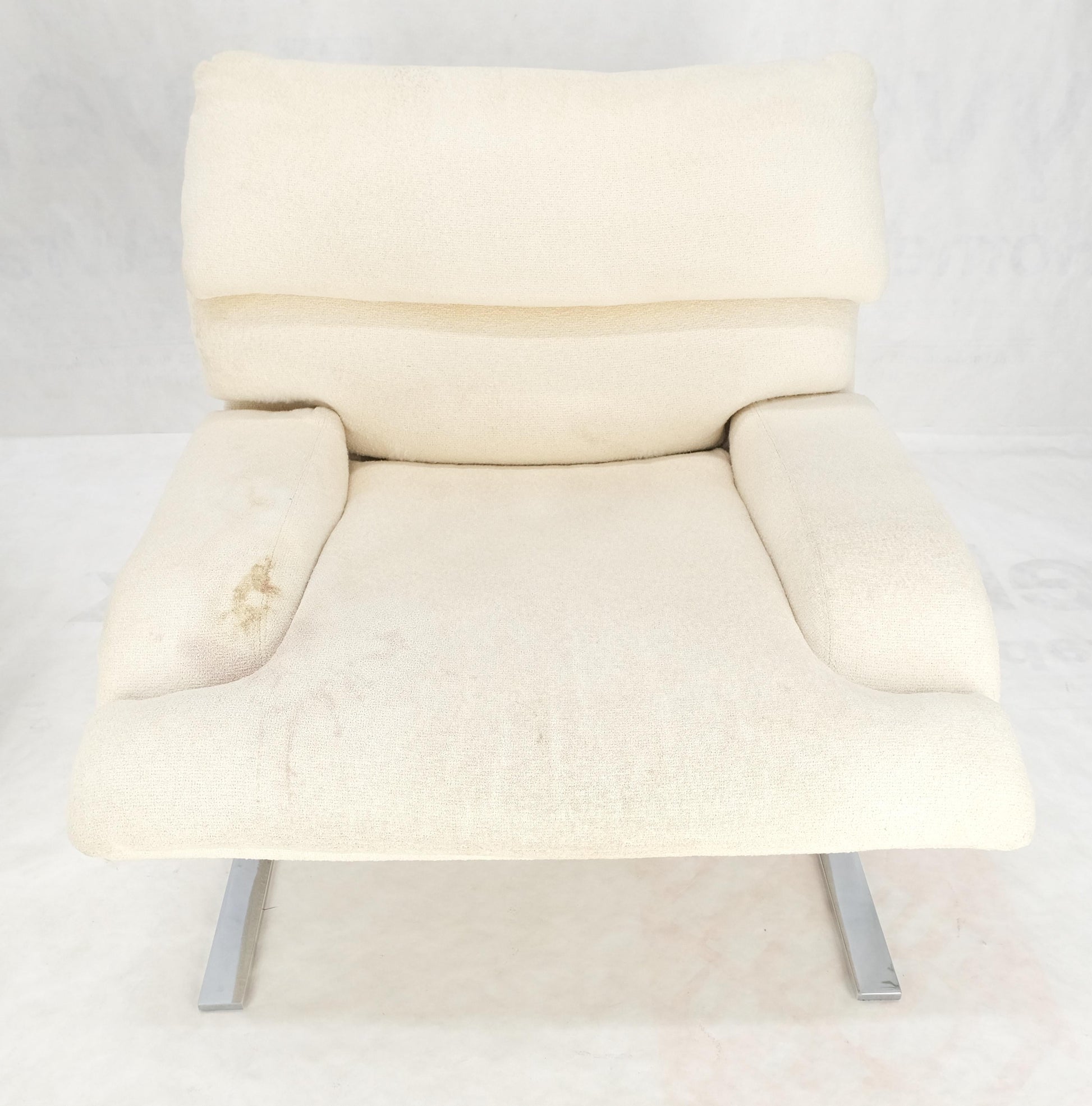 EstablishedLines Pair Giovanni Offerdi Chrome Bases Matching Ottoman Lounge Chair AS IS upholster