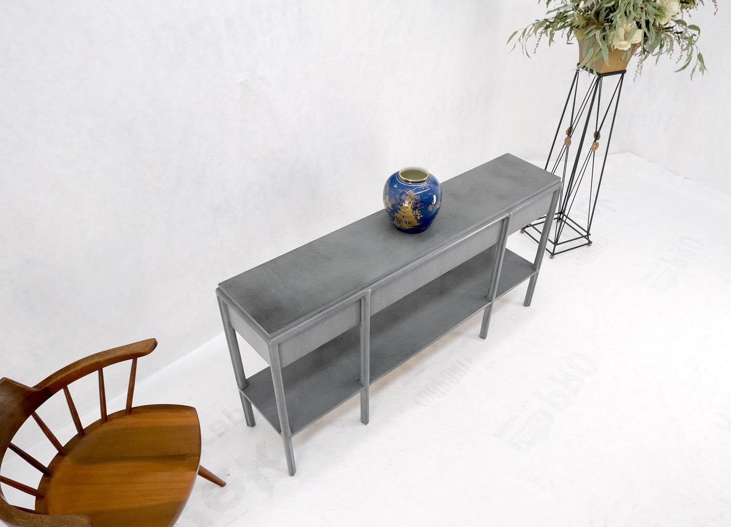 EstablishedLines Widdicomb Faux Finish 3 Drawer Long Sofa Console Table Credenza W/ Shelf Mint!