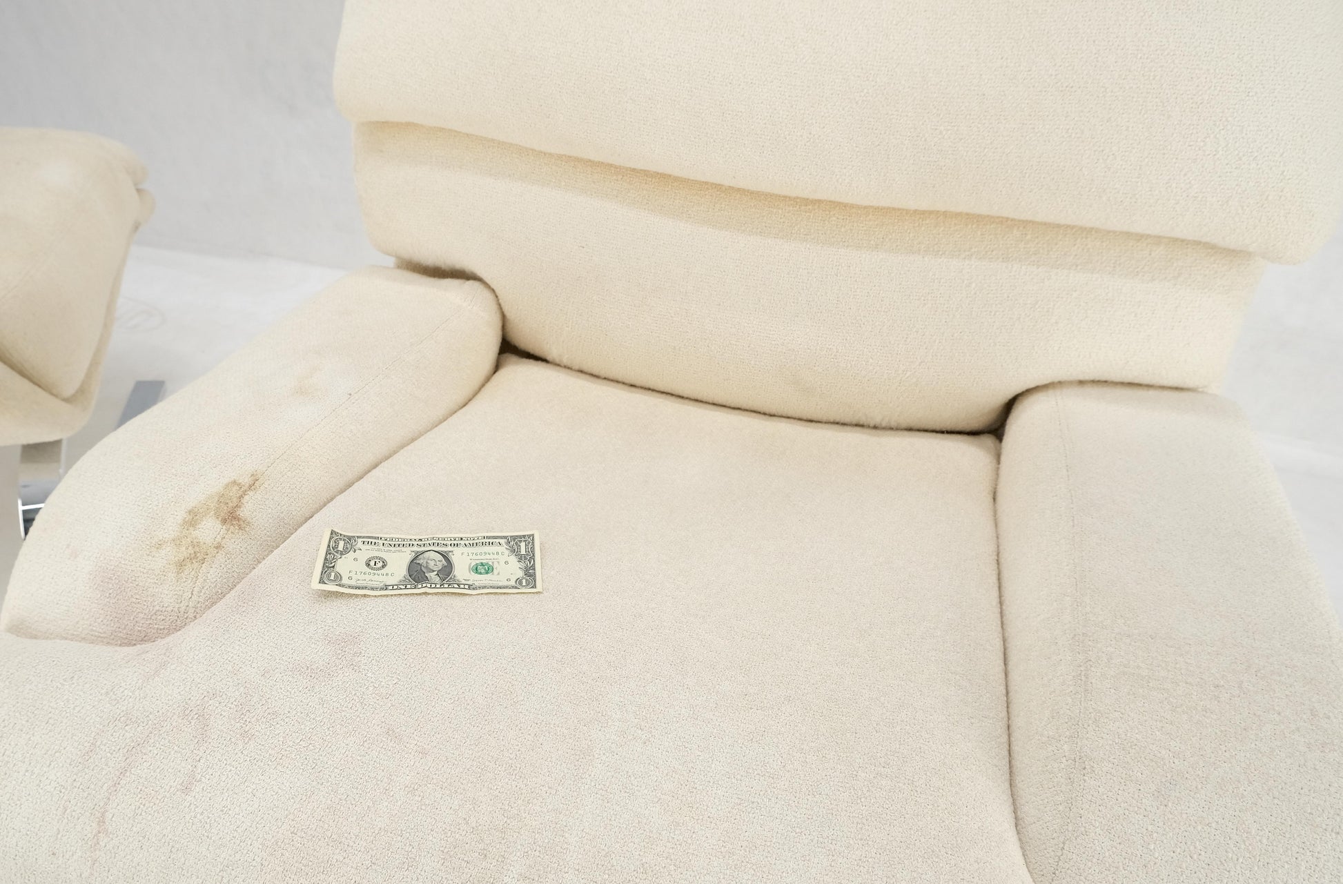 EstablishedLines Pair Giovanni Offerdi Chrome Bases Matching Ottoman Lounge Chair AS IS upholster