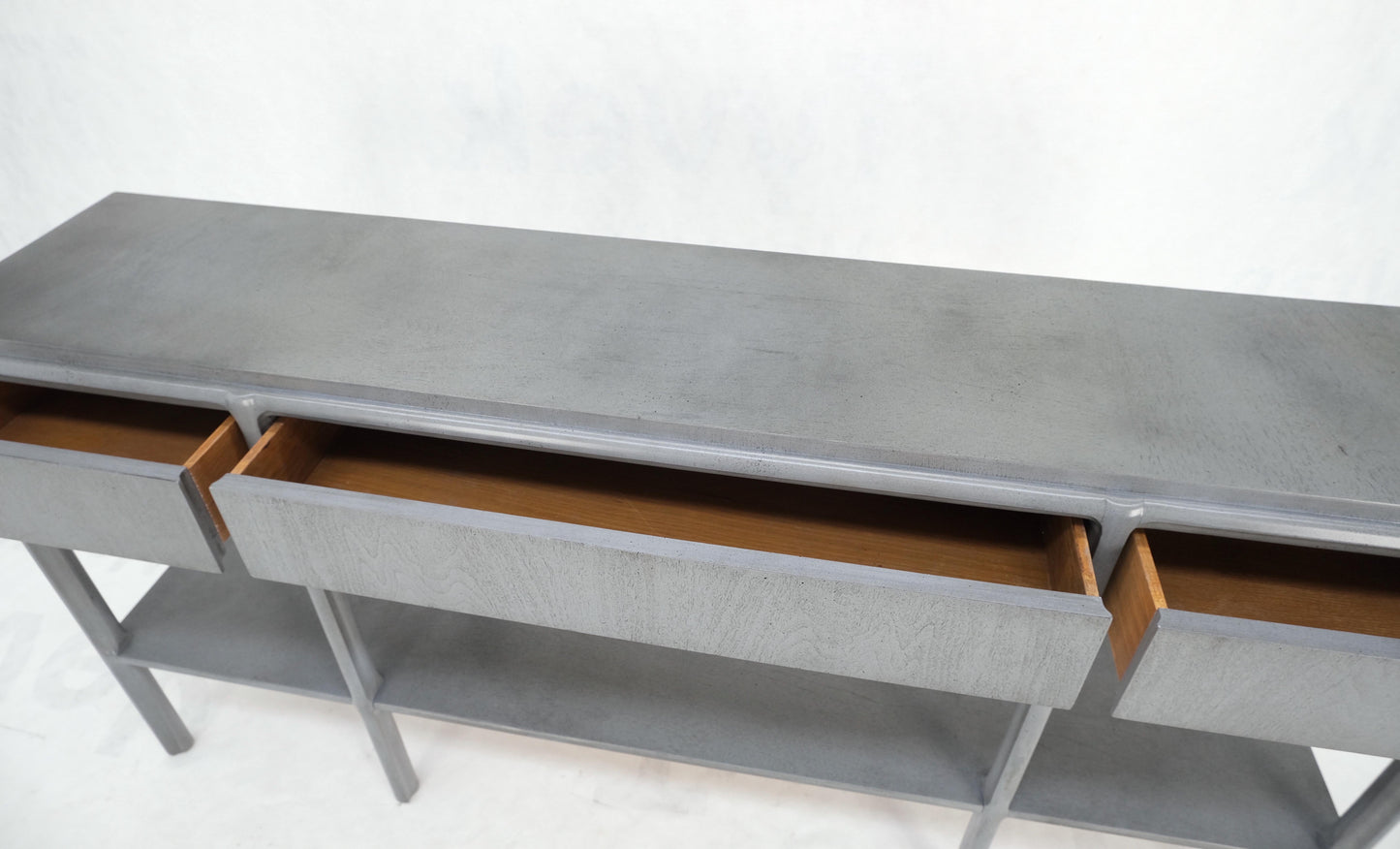 EstablishedLines Widdicomb Faux Finish 3 Drawer Long Sofa Console Table Credenza W/ Shelf Mint!