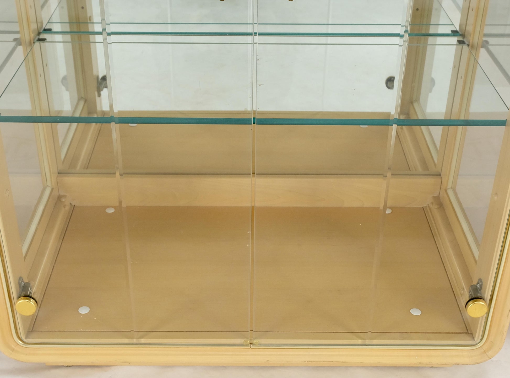 EstablishedLines 3 Blond Wood Glass Door Curio Cases Display Vitrine Cabinet Glass Shelves MINT!