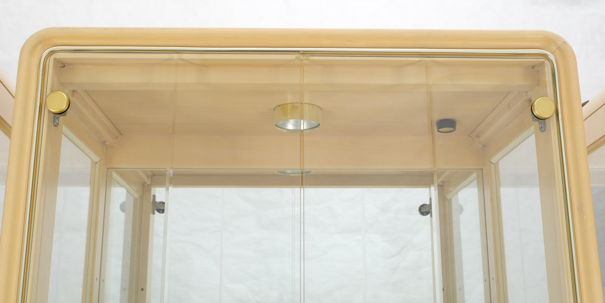 EstablishedLines 3 Blond Wood Glass Door Curio Cases Display Vitrine Cabinet Glass Shelves MINT!