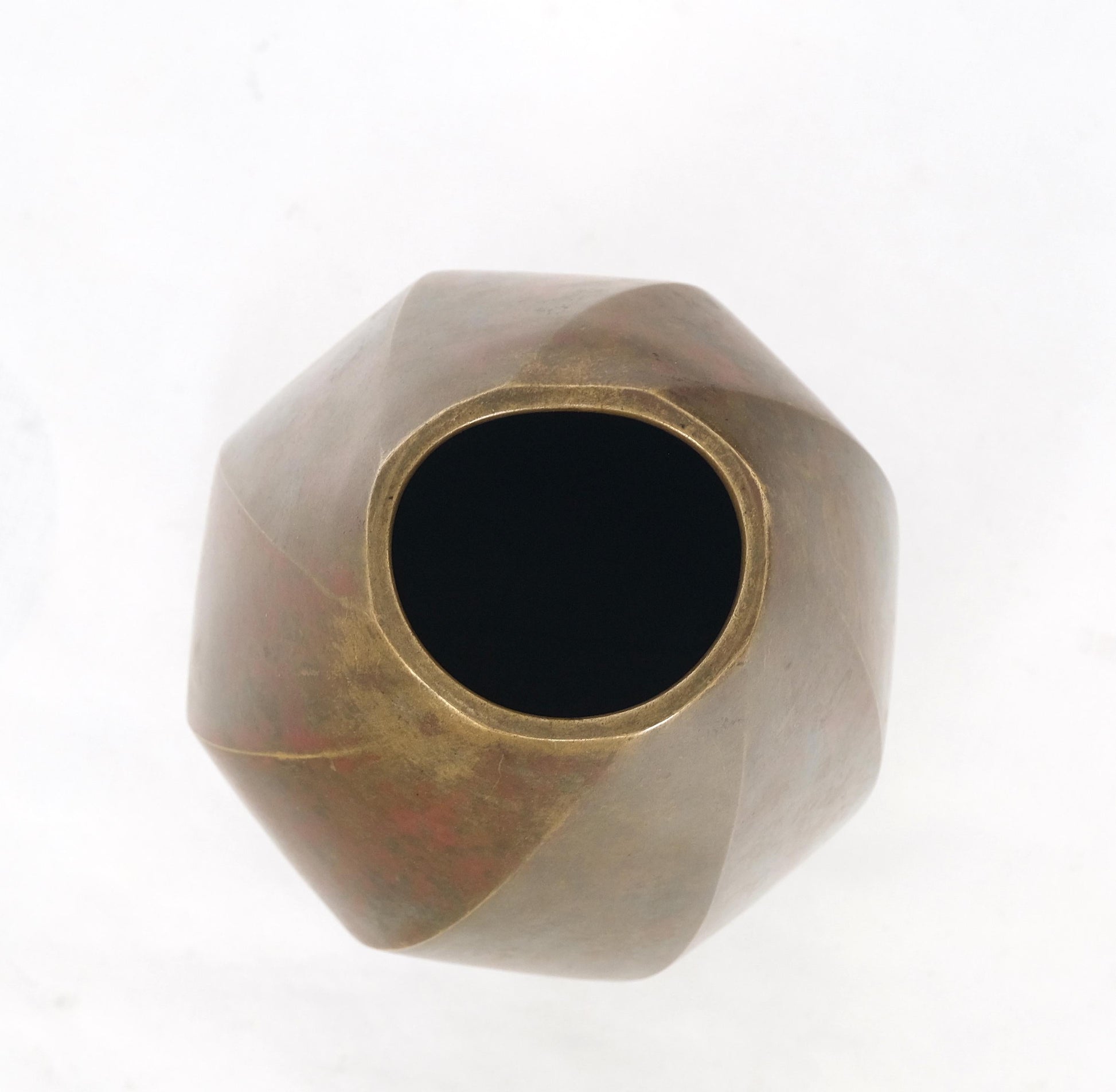 EstablishedLines Brass Art Nouveau Style Twisted Cylinder Mid-Century Modern Vase