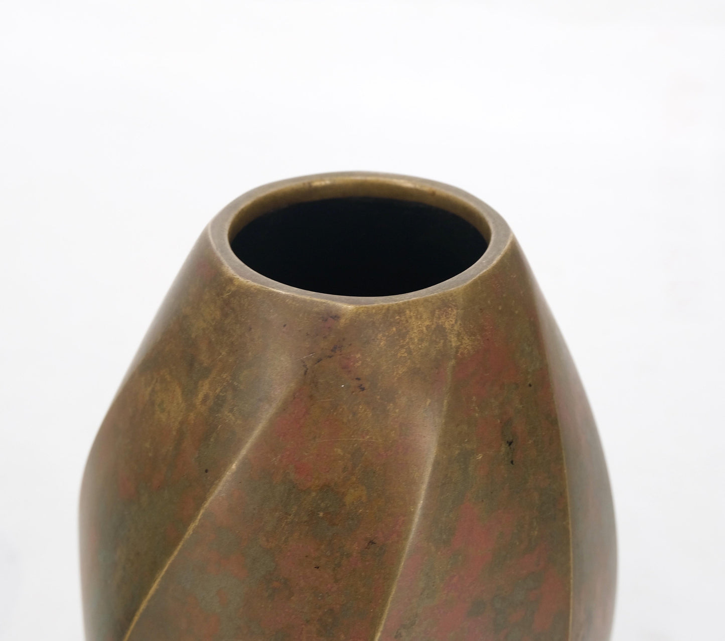 EstablishedLines Brass Art Nouveau Style Twisted Cylinder Mid-Century Modern Vase