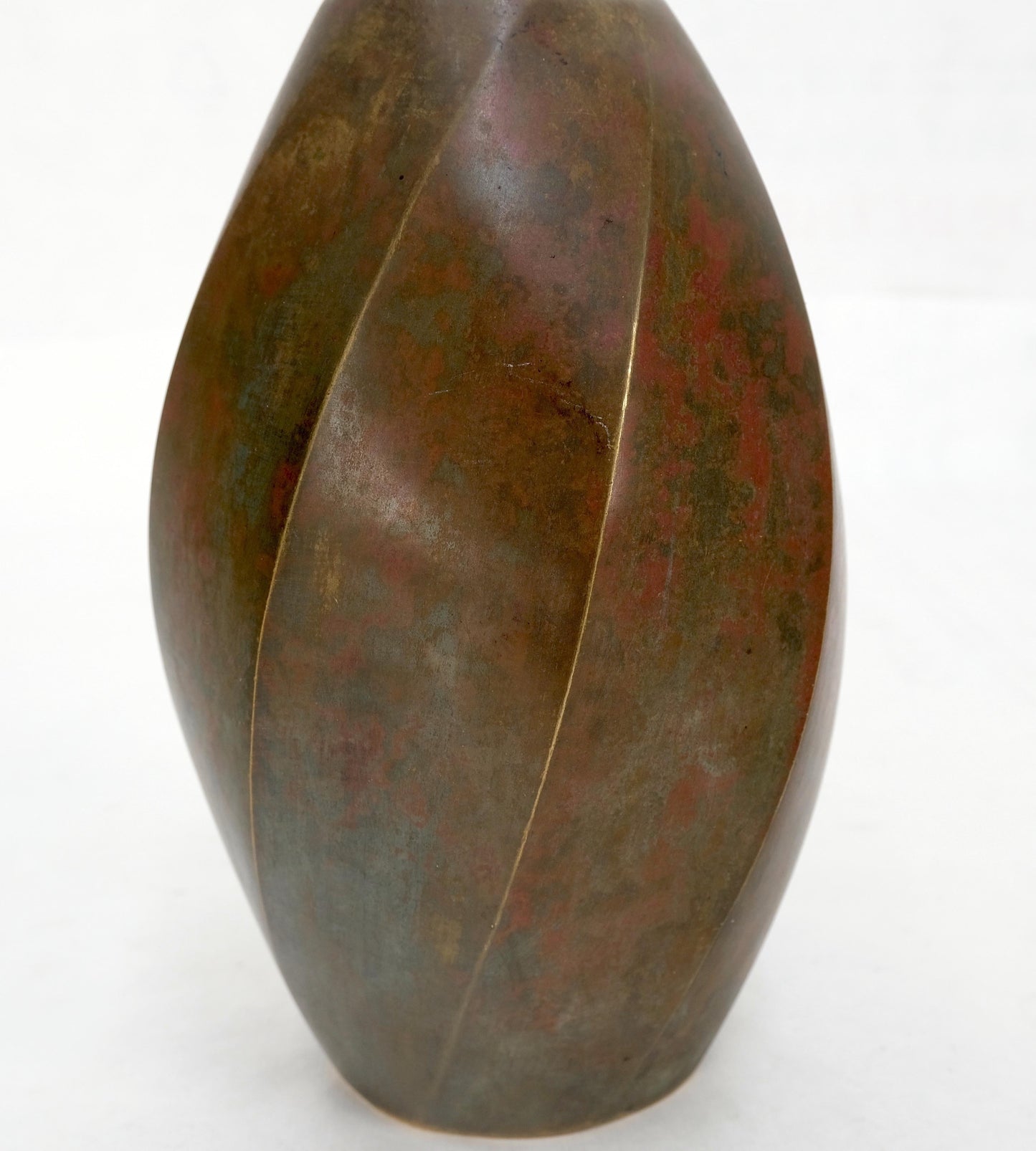 EstablishedLines Brass Art Nouveau Style Twisted Cylinder Mid-Century Modern Vase