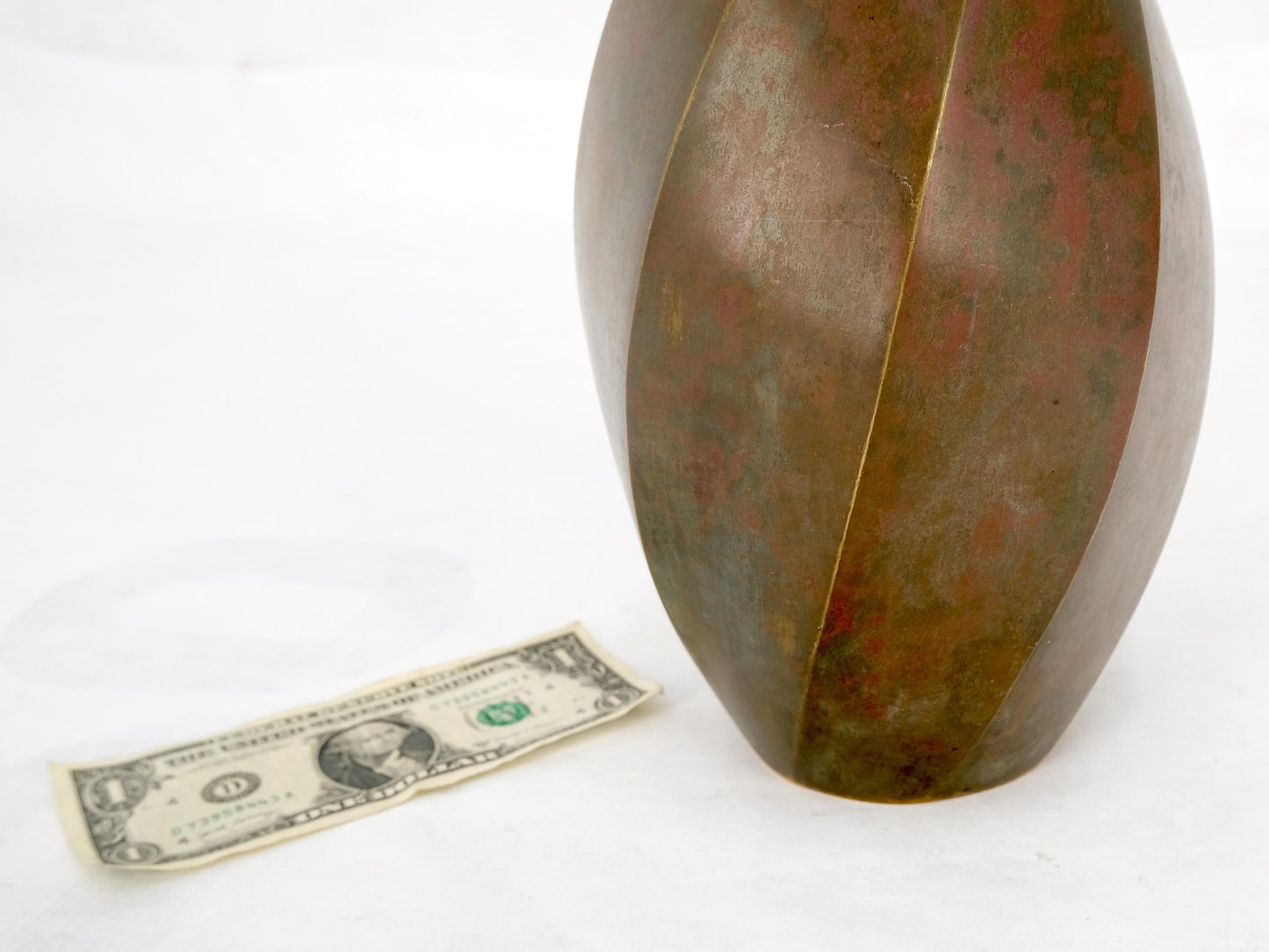 EstablishedLines Brass Art Nouveau Style Twisted Cylinder Mid-Century Modern Vase