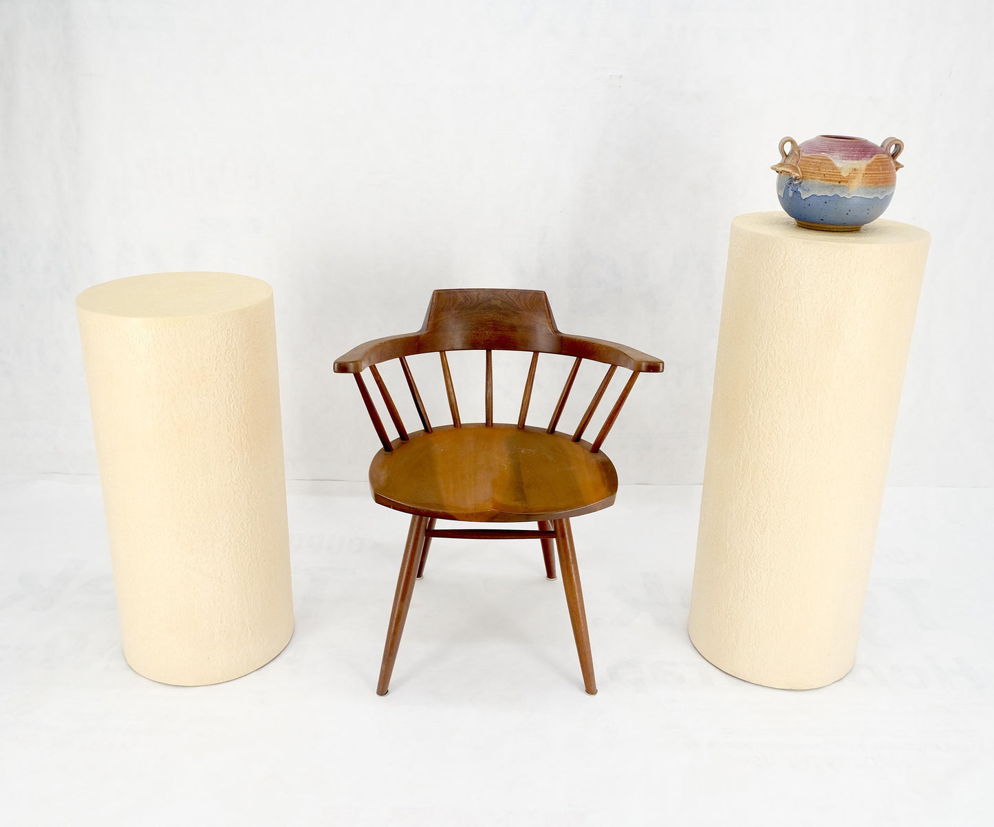 EstablishedLines Pair Round Textured 30" & 36" Tall 14" Dia Cylinder Shape Pedestals Stands MINT!