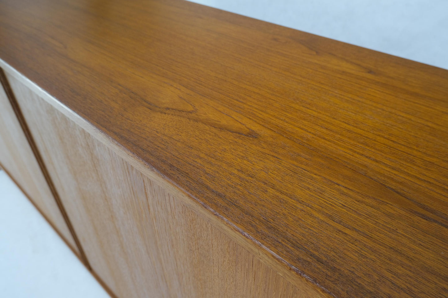 EstablishedLines Tambour Doors 12 Deep Drawers 3 Shelves Danish Teak Mid-Century Modern Credenza