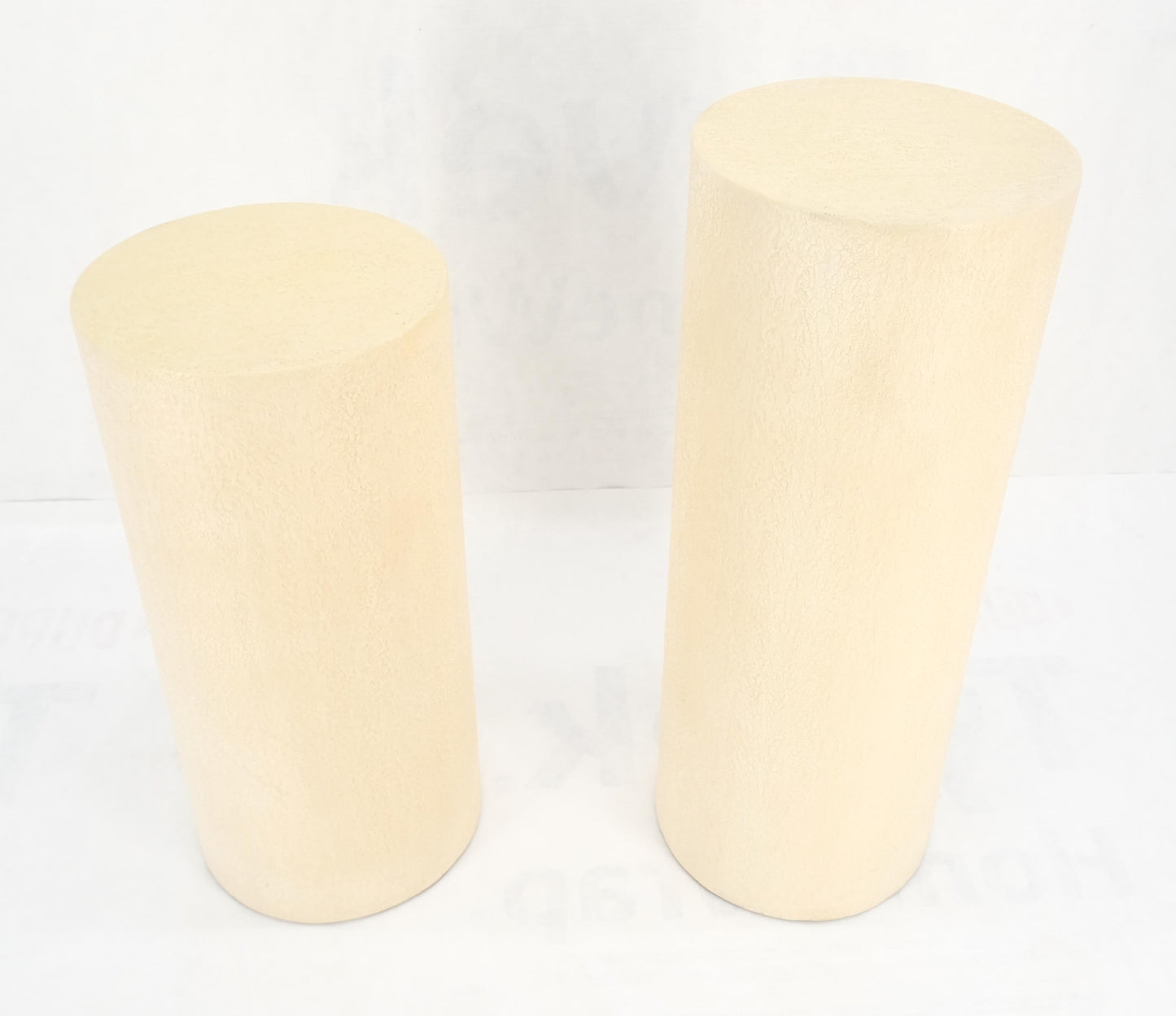 EstablishedLines Pair Round Textured 30" & 36" Tall 14" Dia Cylinder Shape Pedestals Stands MINT!