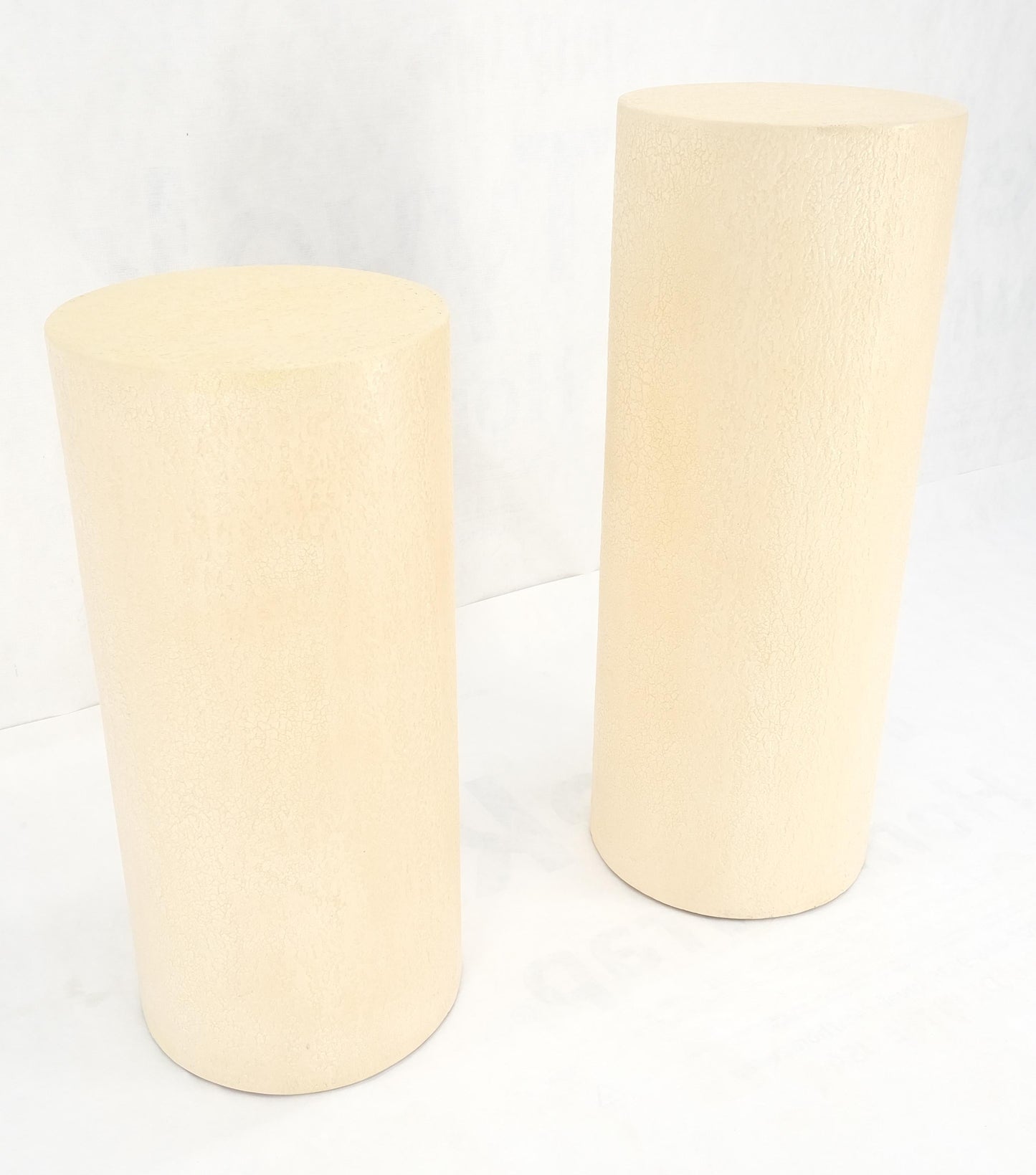 EstablishedLines Pair Round Textured 30" & 36" Tall 14" Dia Cylinder Shape Pedestals Stands MINT!