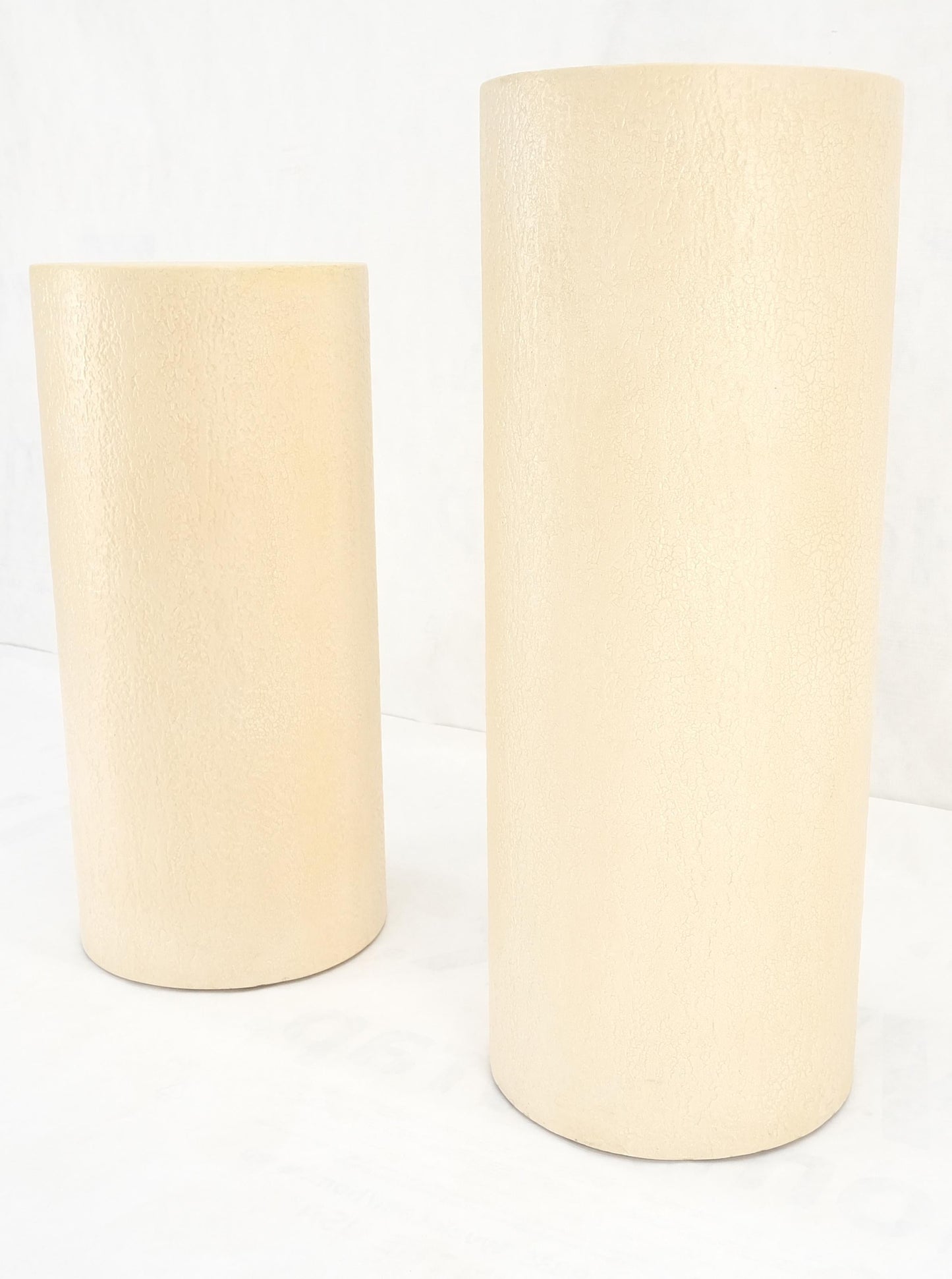 EstablishedLines Pair Round Textured 30" & 36" Tall 14" Dia Cylinder Shape Pedestals Stands MINT!