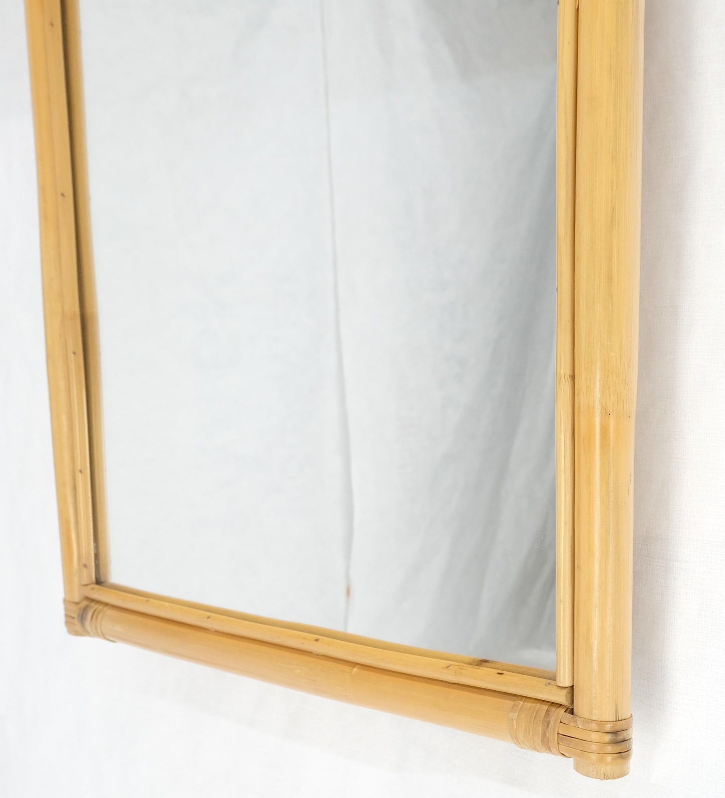 EstablishedLines Blond Bamboo Ratan Dome Top Shape Mid Century Modern Wall Mirror MINT!