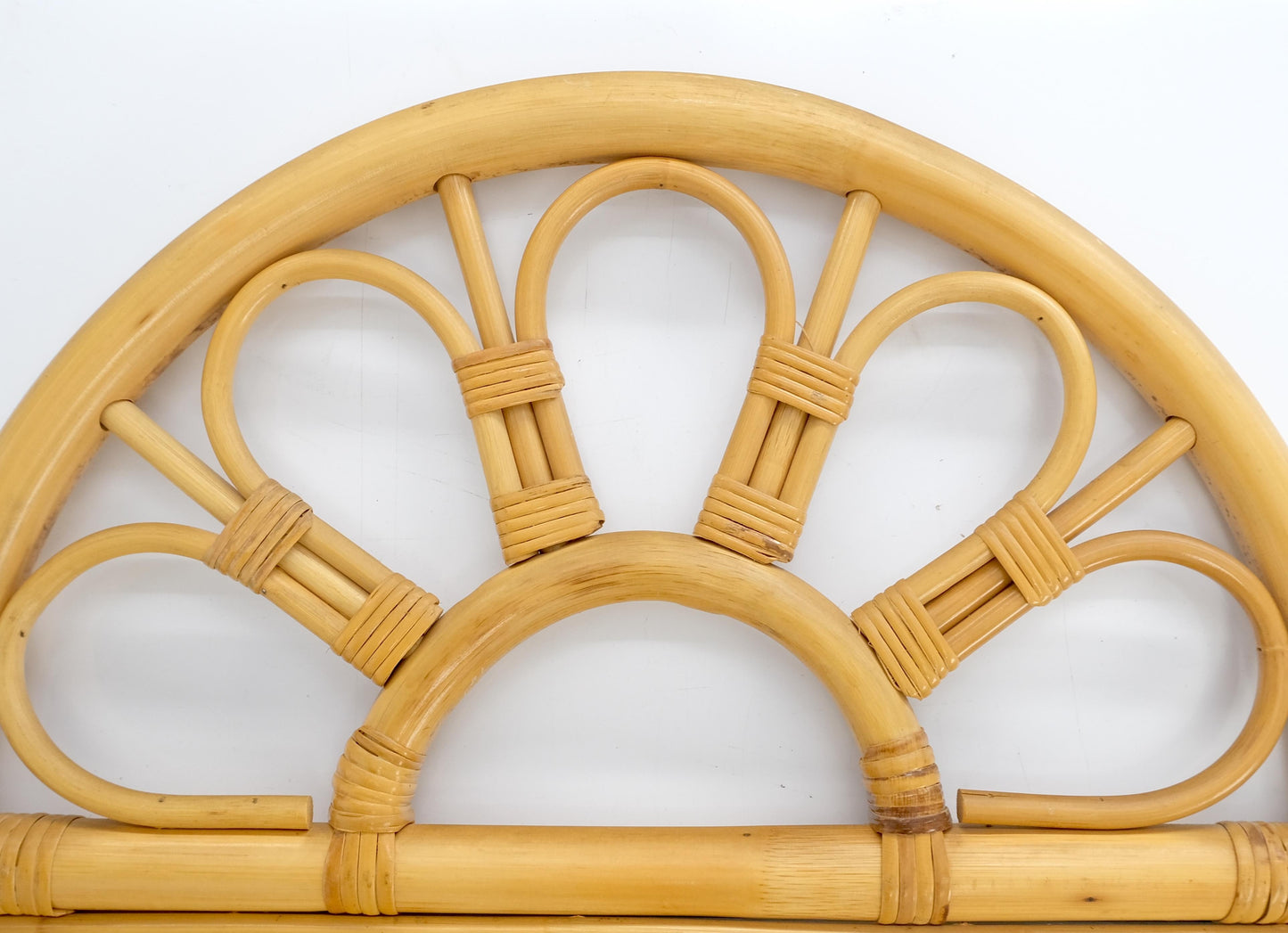 EstablishedLines Blond Bamboo Ratan Dome Top Shape Mid Century Modern Wall Mirror MINT!