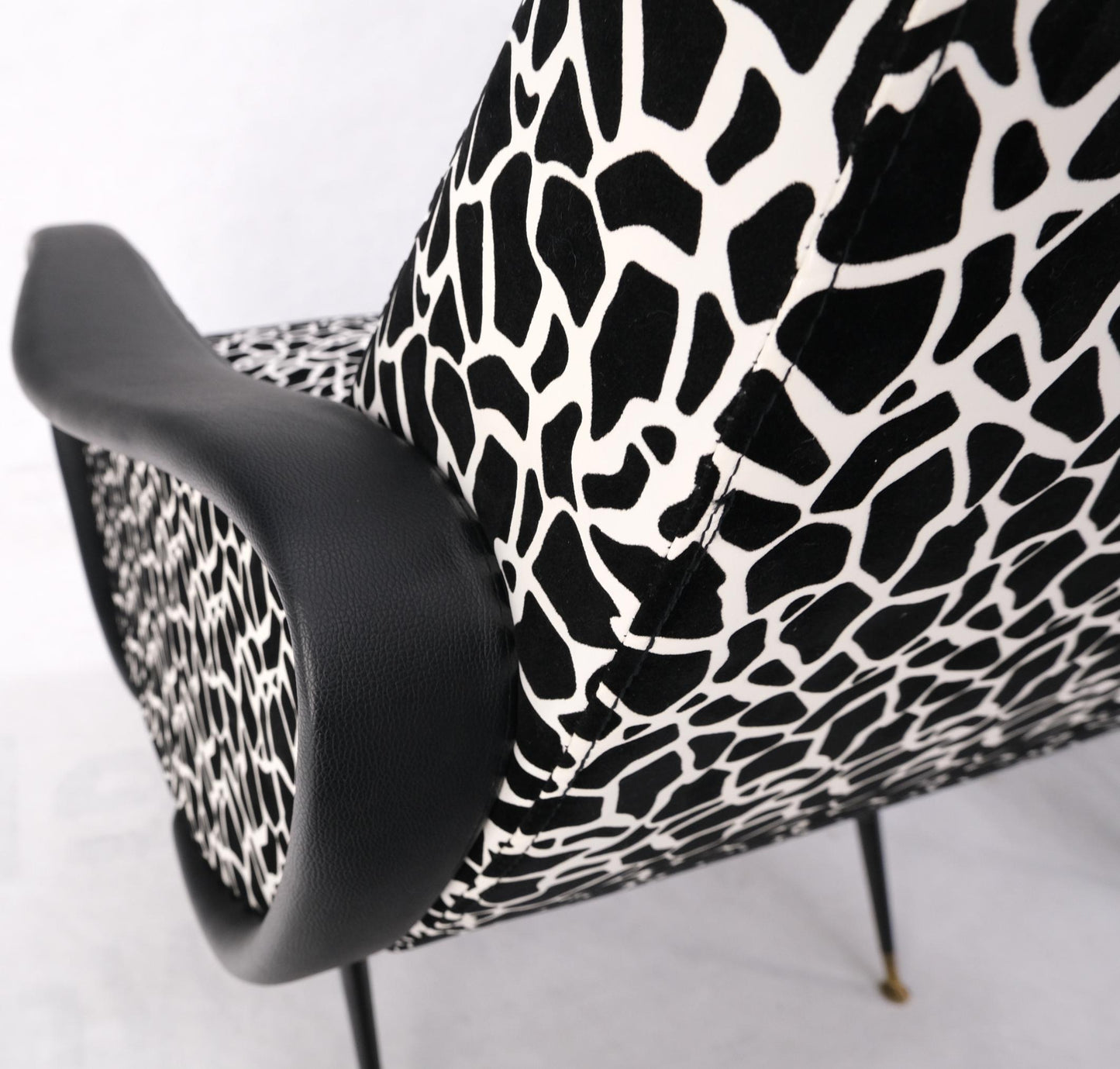 EstablishedLines Pair Black & White Pattern Fabric Italian Mid Century Modern Lounge Chairs Mint