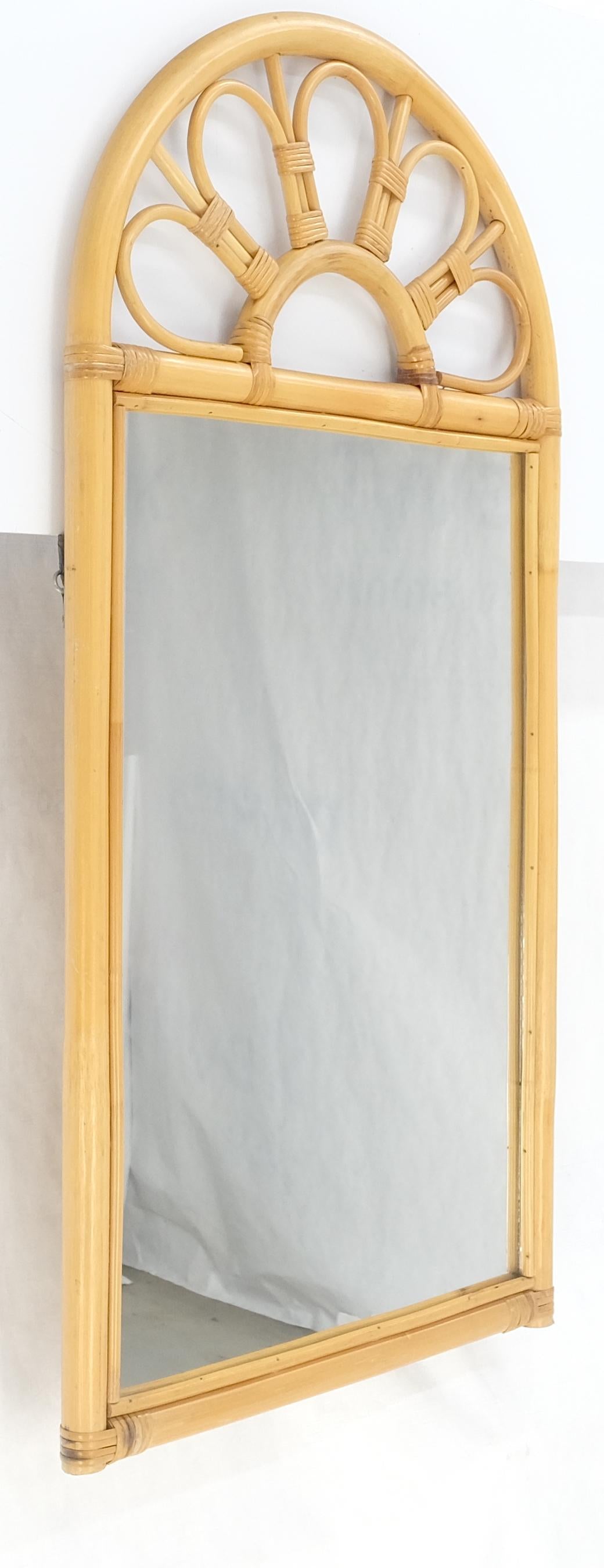 EstablishedLines Blond Bamboo Ratan Dome Top Shape Mid Century Modern Wall Mirror MINT!