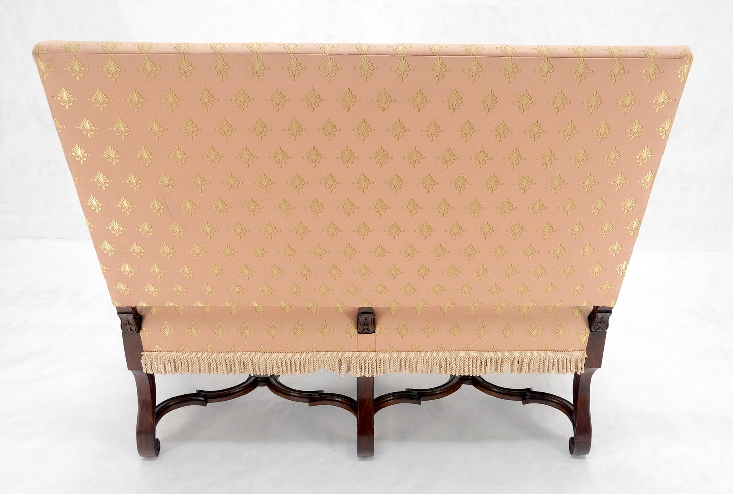 EstablishedLines French Regency Carved Mahogany X Shape Stretcher Upholstered Loveseat Near MINT!
