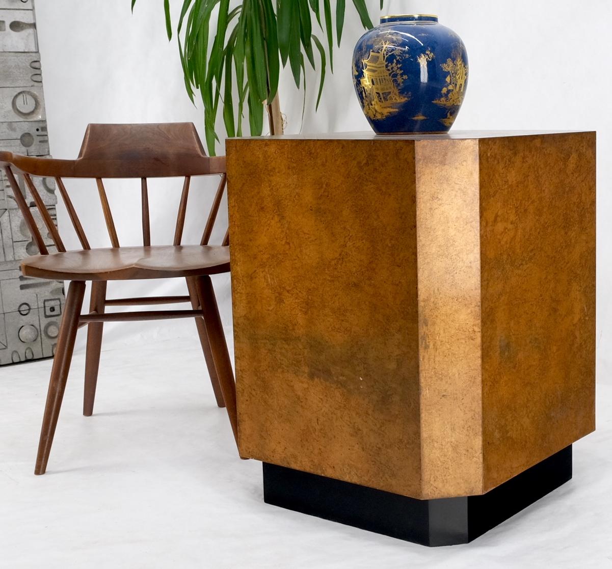 EstablishedLines Patinated Copper Cube Shape Large Pedestal Occasional Table Stand Custom Mint