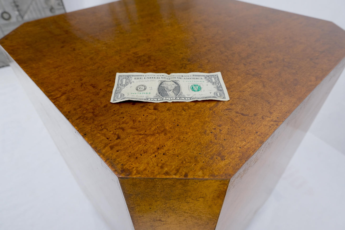 EstablishedLines Patinated Copper Cube Shape Large Pedestal Occasional Table Stand Custom Mint