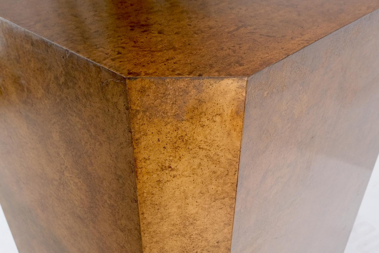 EstablishedLines Patinated Copper Cube Shape Large Pedestal Occasional Table Stand Custom Mint