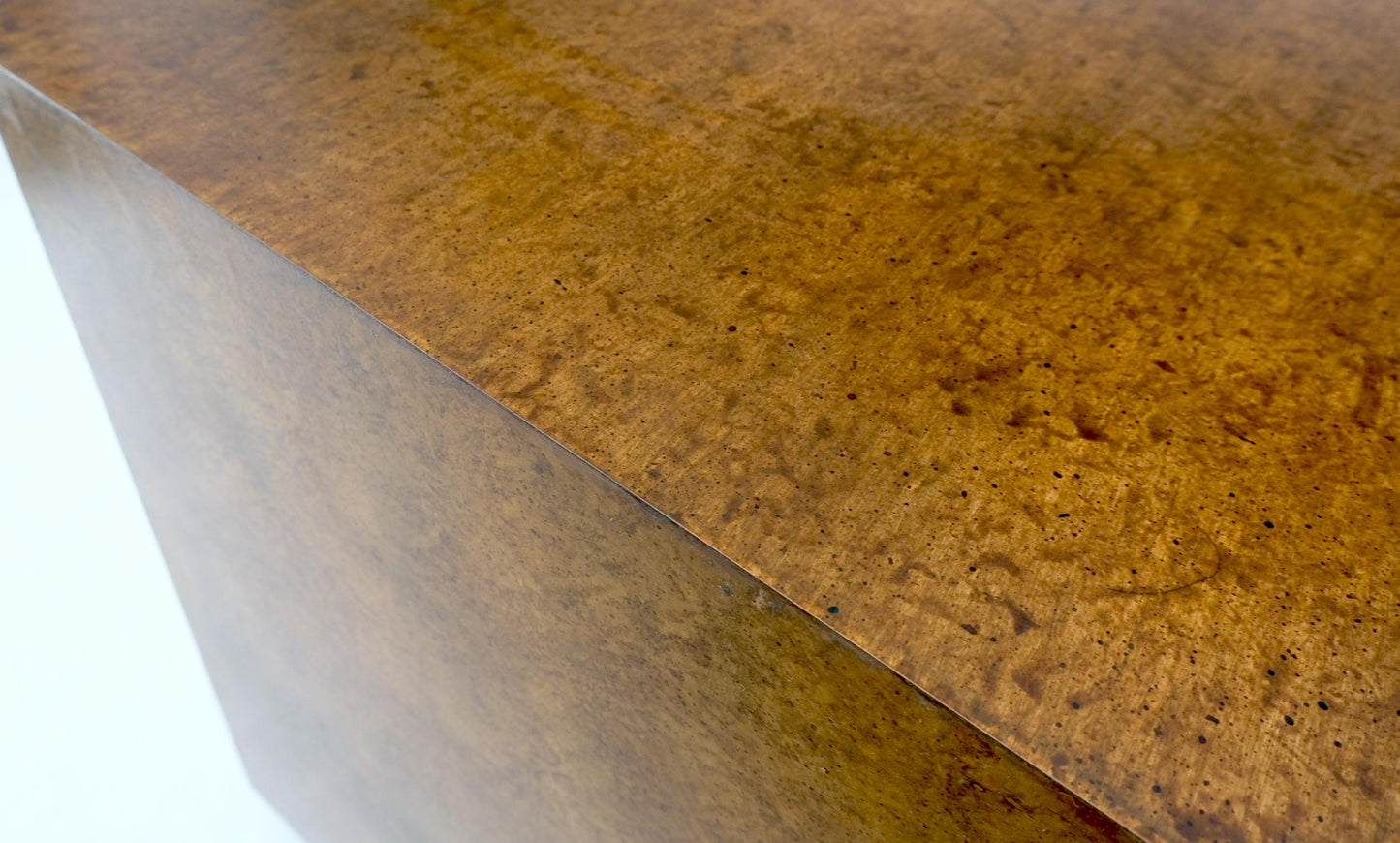 EstablishedLines Patinated Copper Cube Shape Large Pedestal Occasional Table Stand Custom Mint