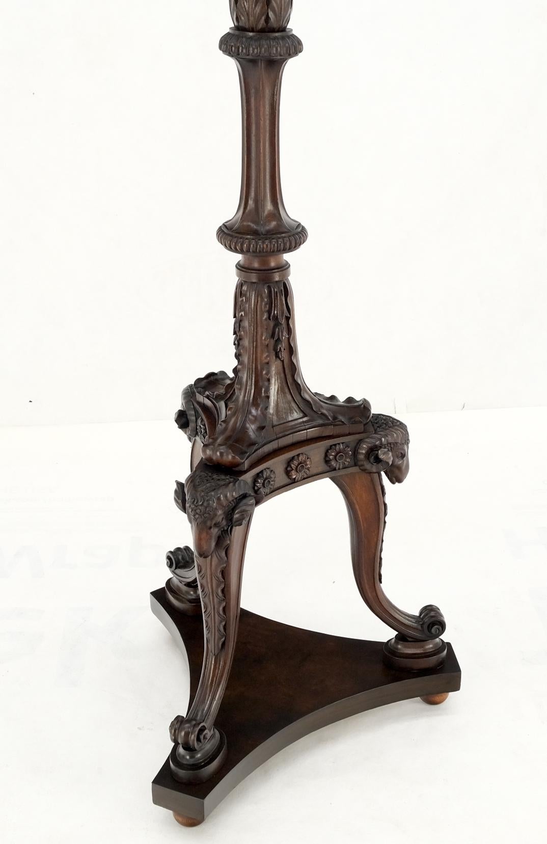 EstablishedLines Very Fine Carved Mahogany Rams Heads Floor lamp Base Gold Leaf Leafs Horner Attr