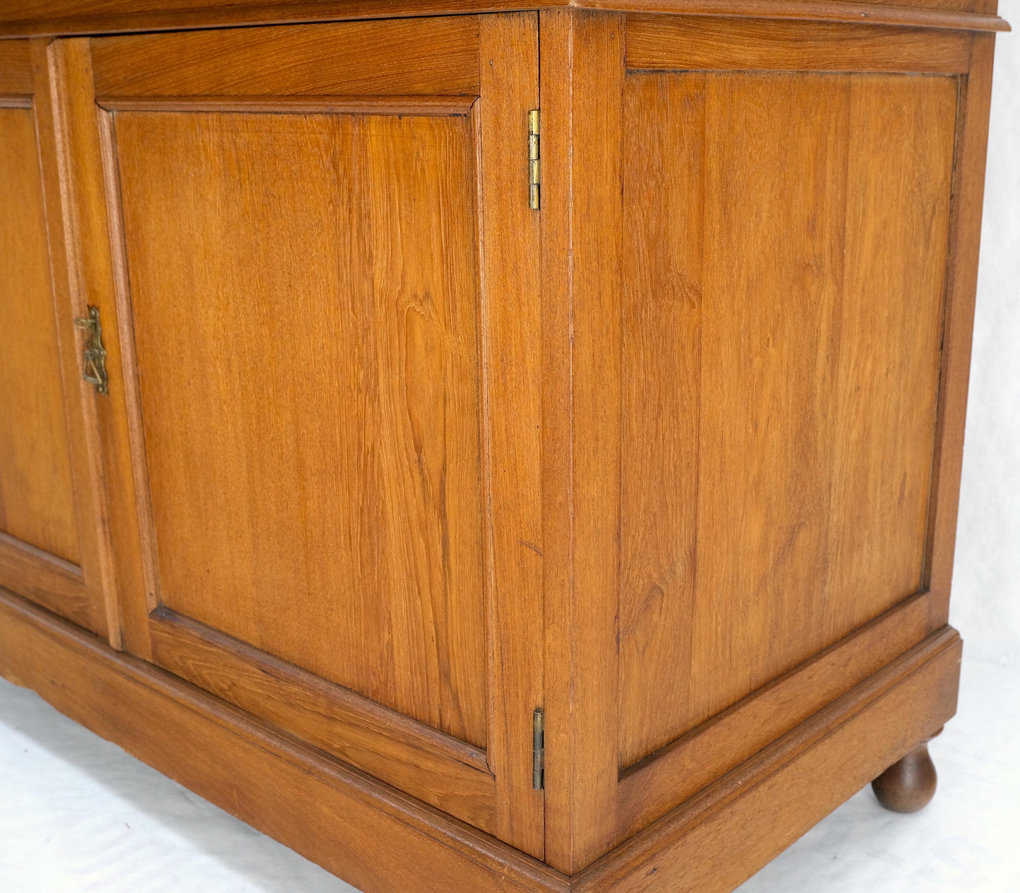 EstablishedLines All Solid Teak Asian 1940s Carved Two Part Cupboard Hutch Breakfront Mint!