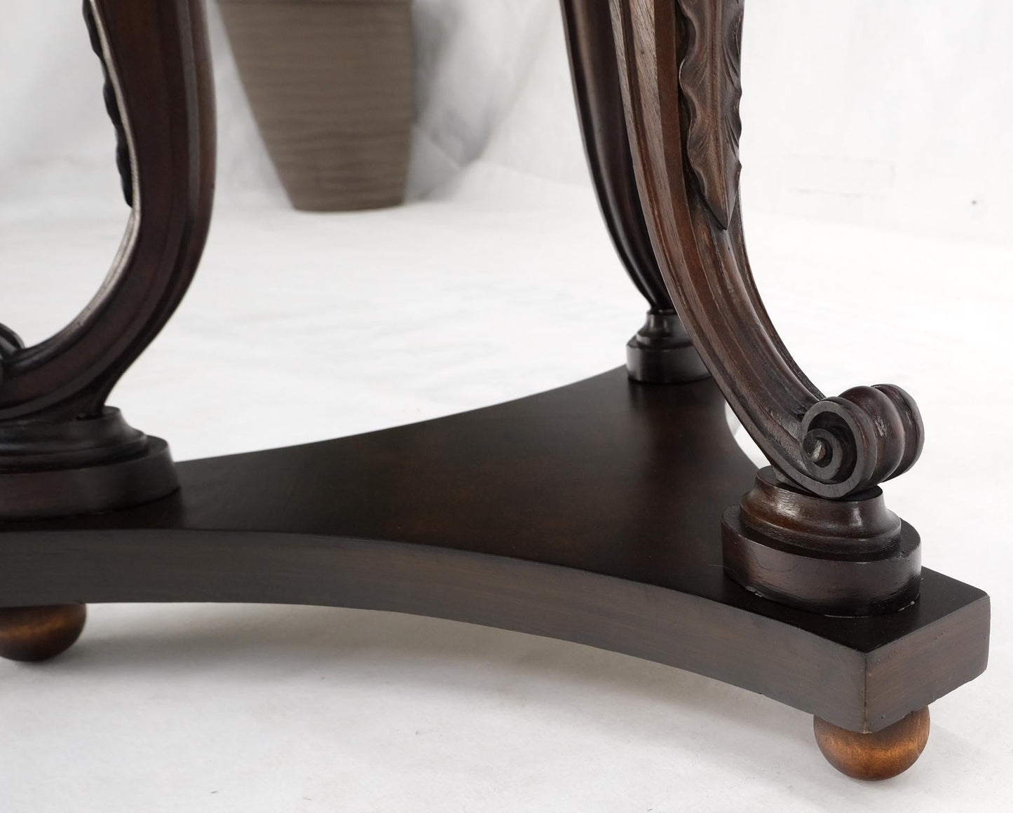 EstablishedLines Very Fine Carved Mahogany Rams Heads Floor lamp Base Gold Leaf Leafs Horner Attr