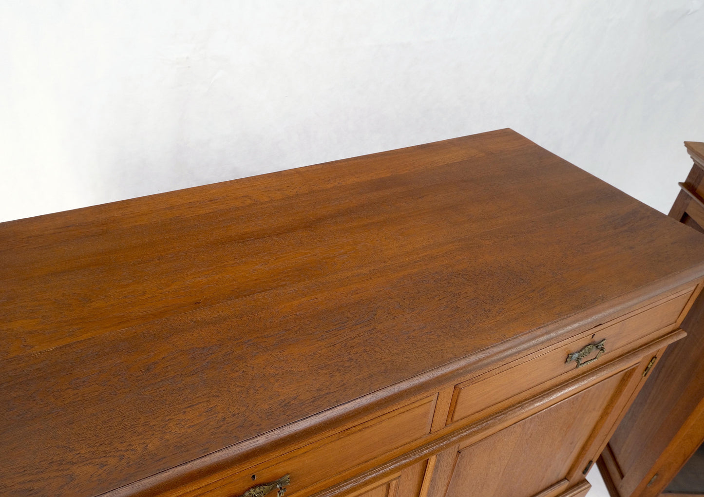 EstablishedLines All Solid Teak Asian 1940s Carved Two Part Cupboard Hutch Breakfront Mint!