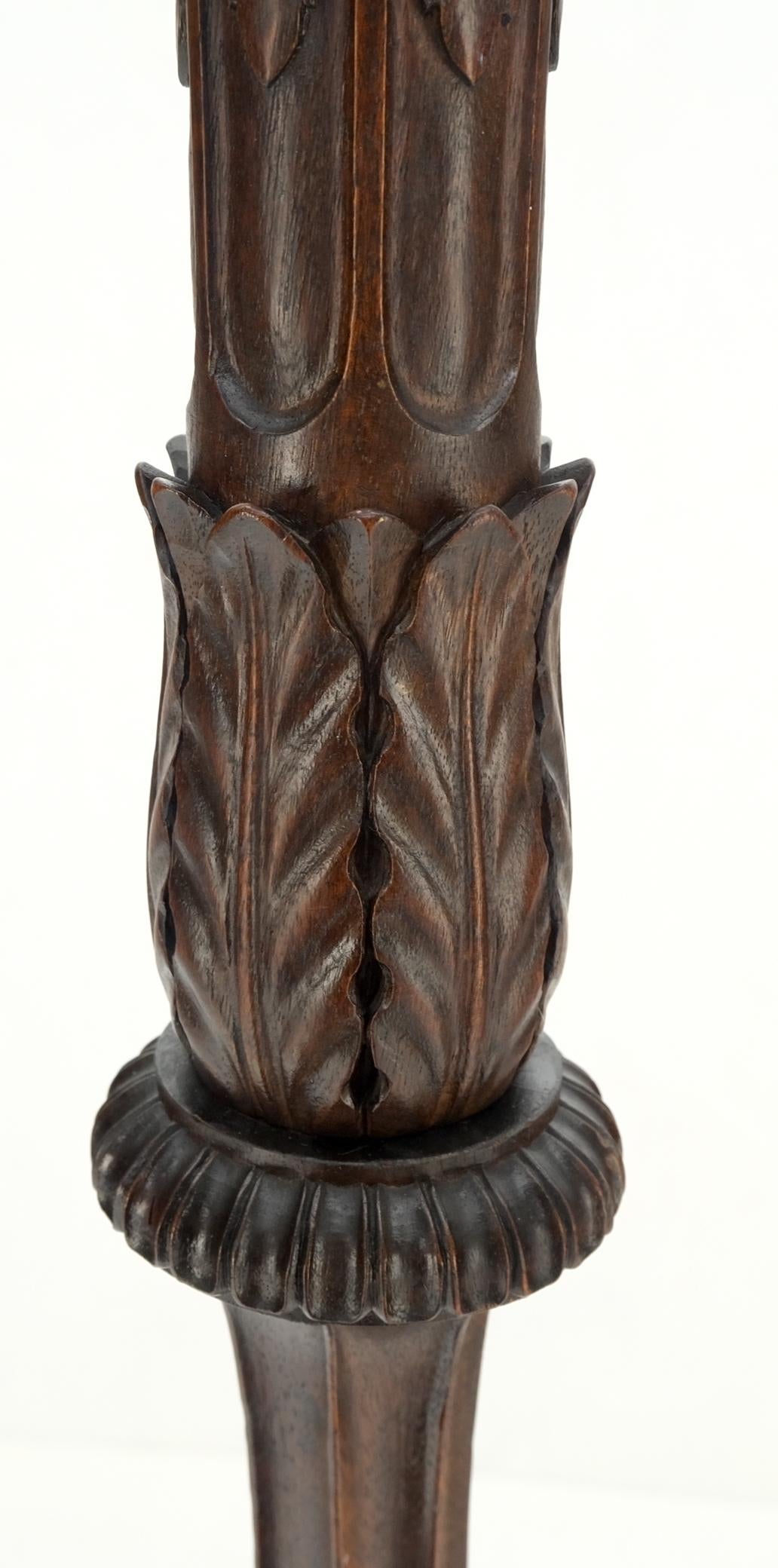 EstablishedLines Very Fine Carved Mahogany Rams Heads Floor lamp Base Gold Leaf Leafs Horner Attr