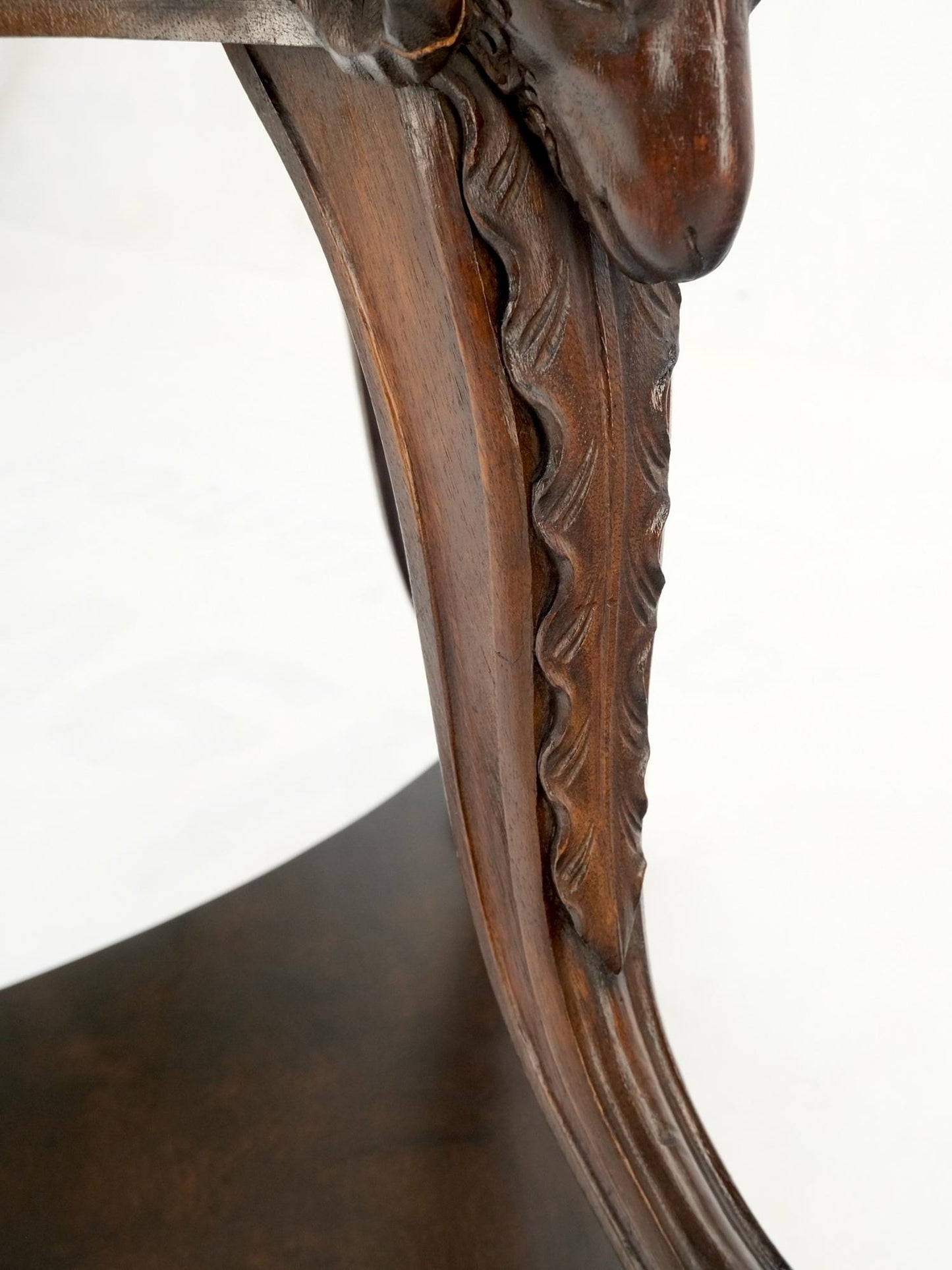 EstablishedLines Very Fine Carved Mahogany Rams Heads Floor lamp Base Gold Leaf Leafs Horner Attr