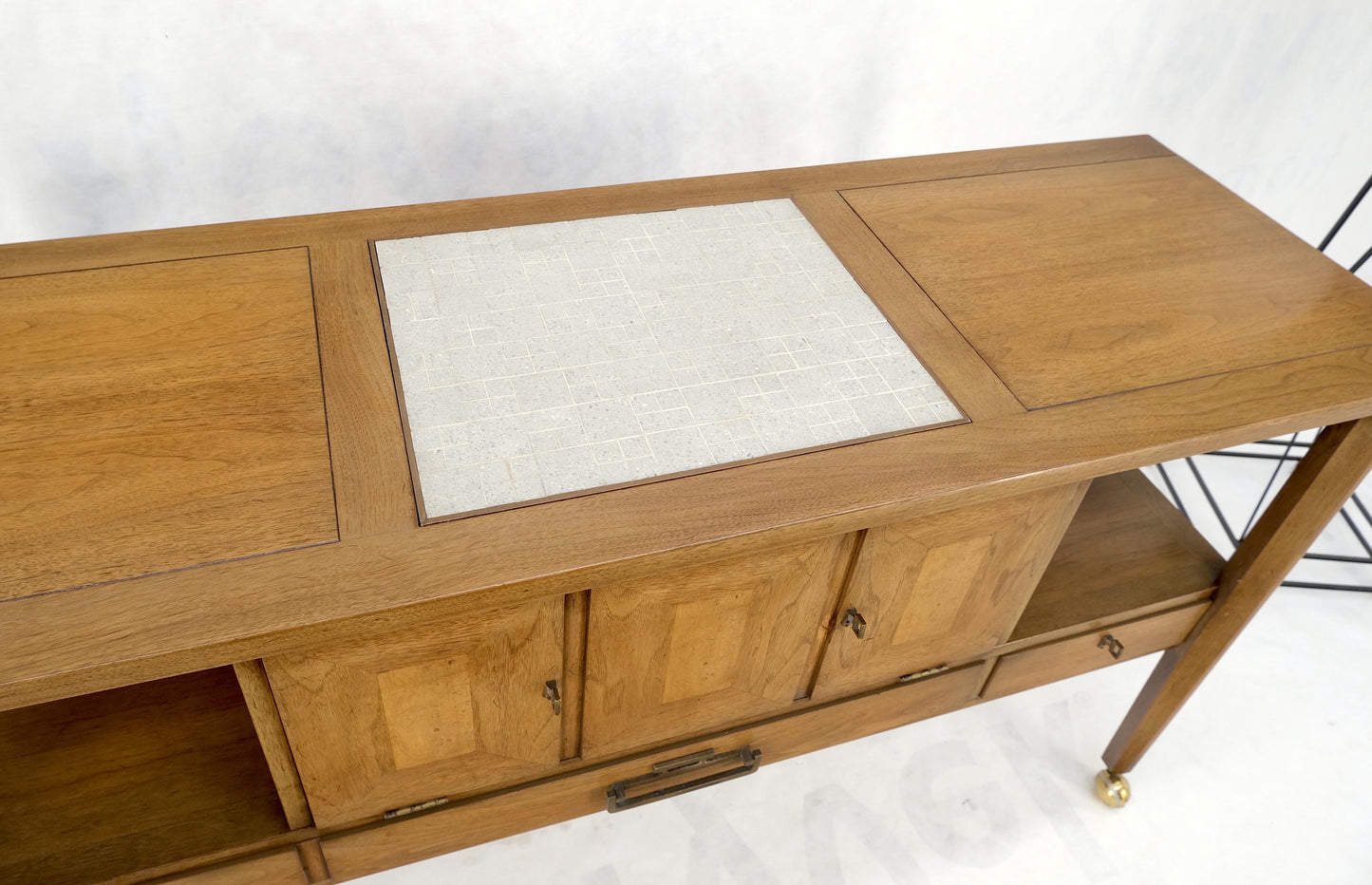 EstablishedLines Travertine Fliptop Insert Drop Front Door 3 Drawers Server Credenza Console