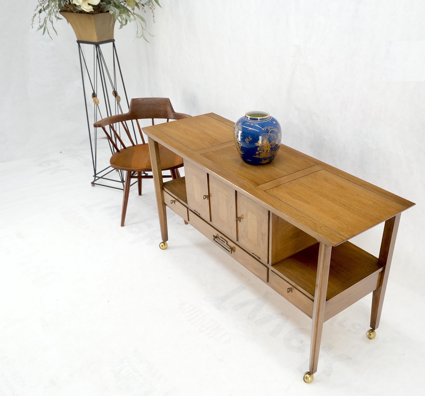 EstablishedLines Travertine Fliptop Insert Drop Front Door 3 Drawers Server Credenza Console