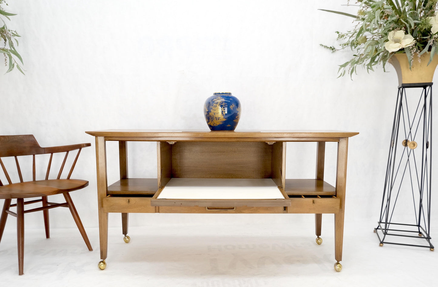 EstablishedLines Travertine Fliptop Insert Drop Front Door 3 Drawers Server Credenza Console