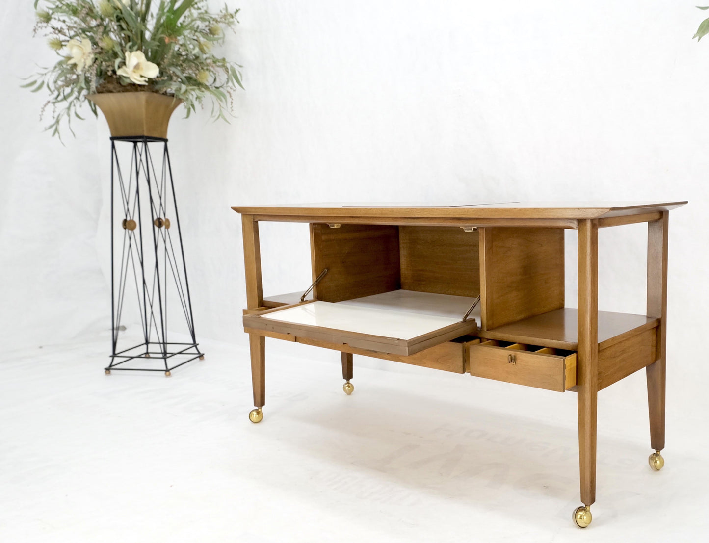 EstablishedLines Travertine Fliptop Insert Drop Front Door 3 Drawers Server Credenza Console