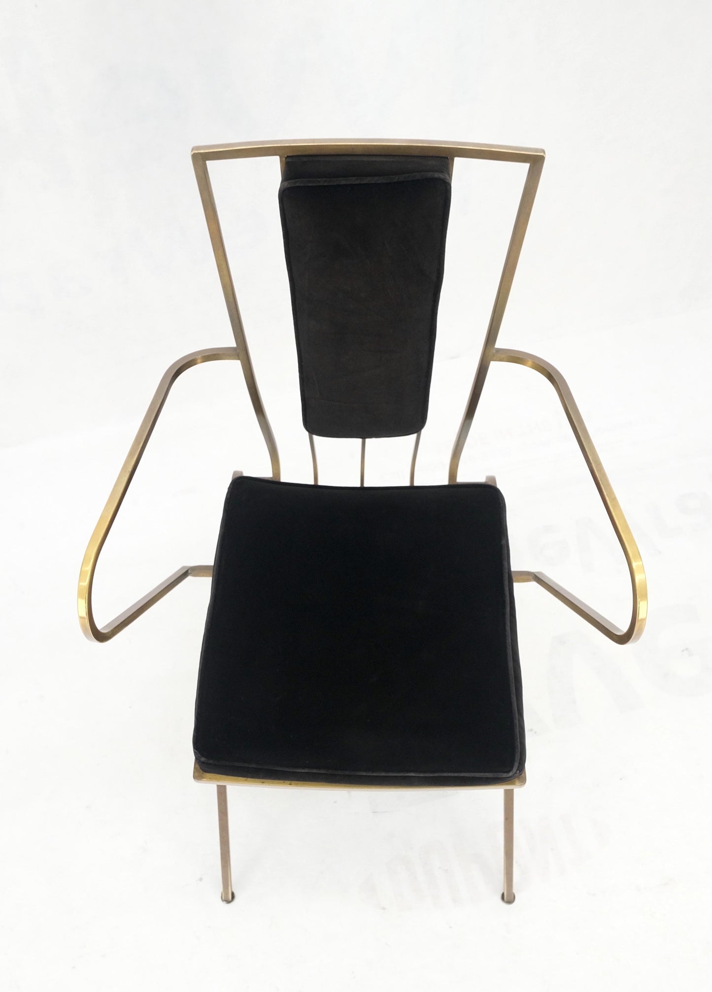 EstablishedLines Bent Square Solid Brass Bar Dining Armvhair Armchair French Art Deco MCM MINT