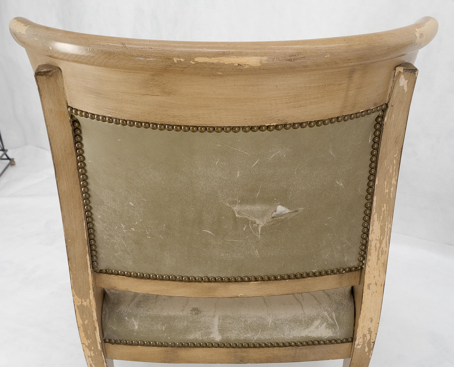 EstablishedLines Carved Dolphins Shape Arms Rounded Back Lounge Chairs Leather Upholstery AS IS