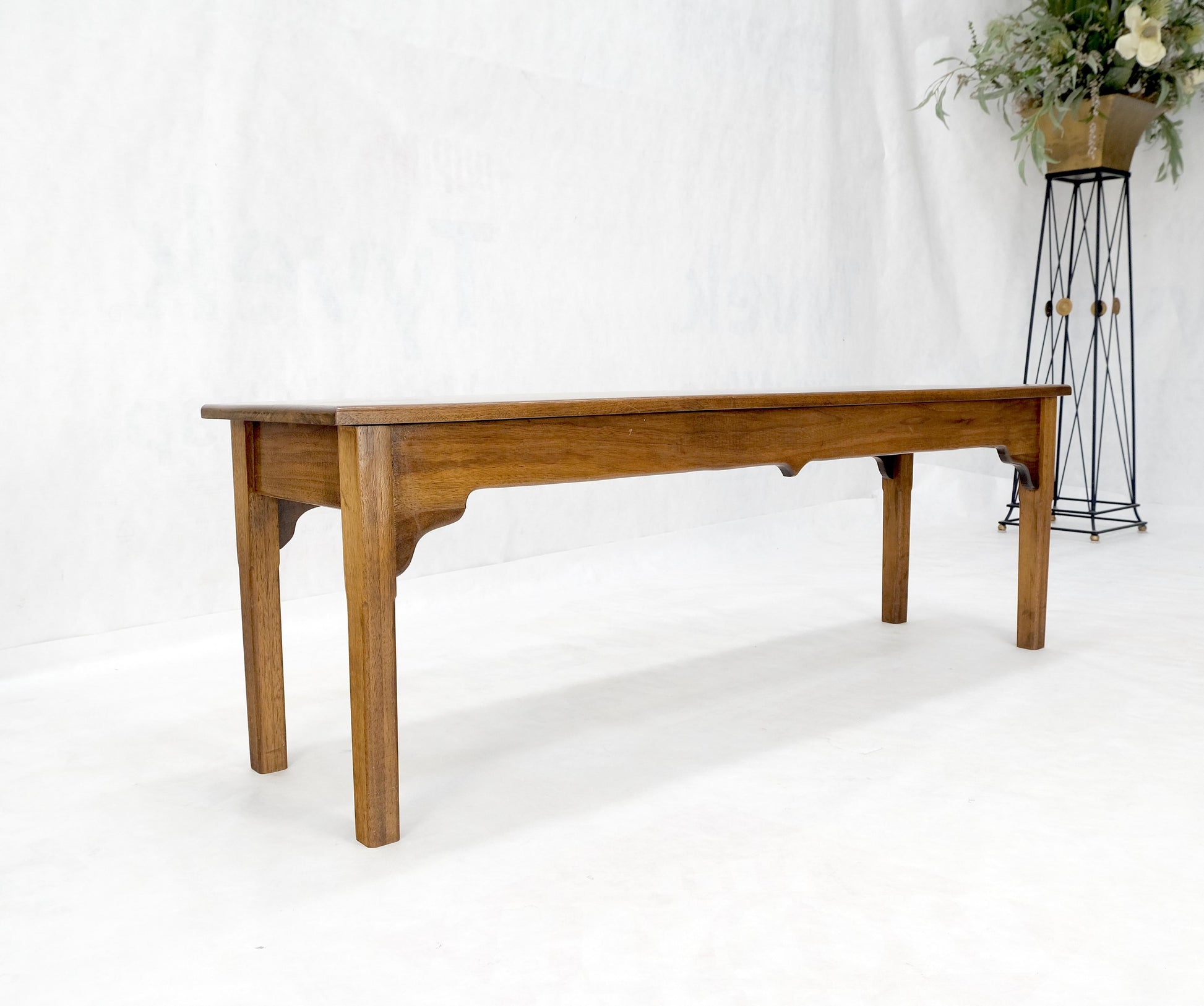 EstablishedLines Arts & Crafts Style Custom Solid Varnished Walnut 54" Long Bench Shaker Style
