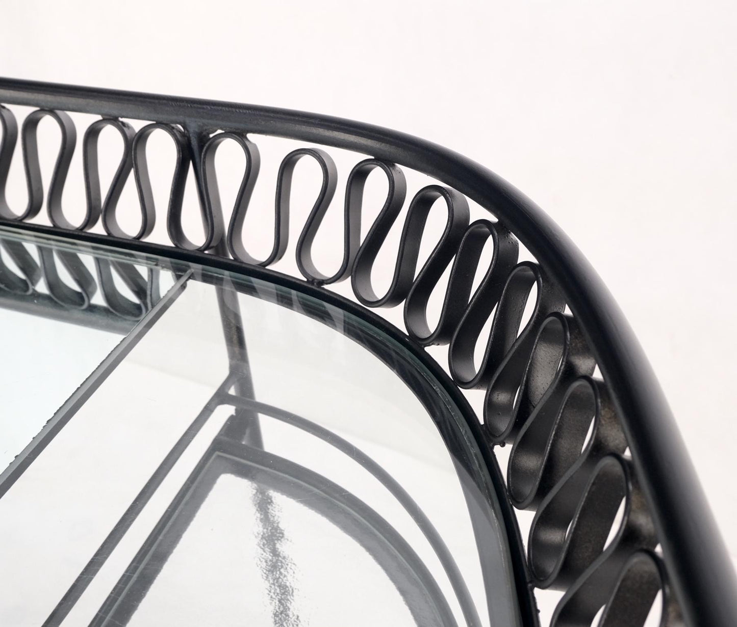 EstablishedLines Salterini Atr. Wrought Iron Wrap Around Vanity Dressing Table Glass Shelves Mint