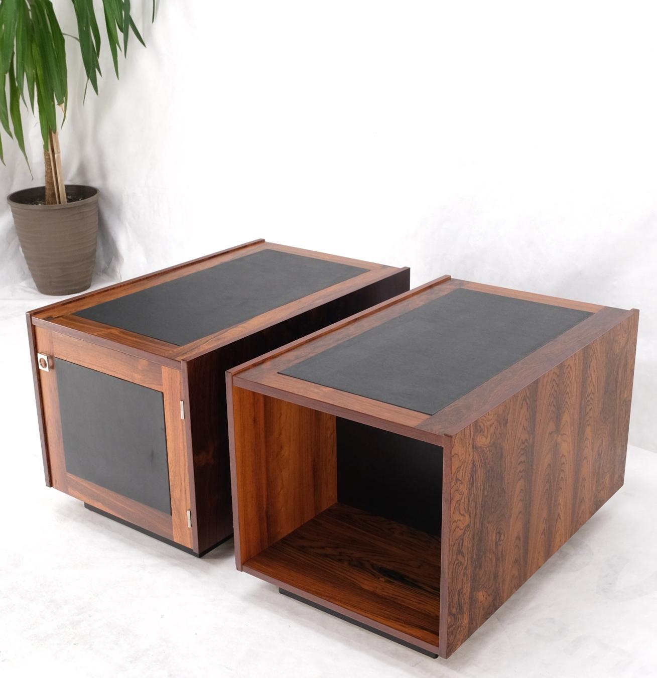 EstablishedLines Pair of Rosewood Deep One Door Night Stands End Side Tables Bookcase MINT