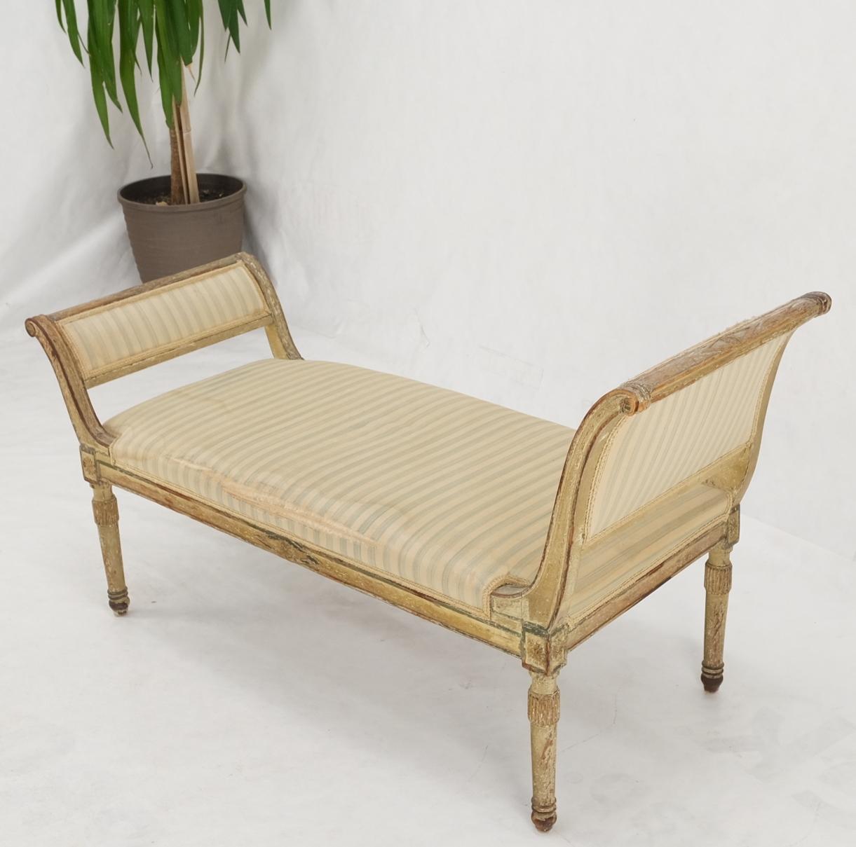 EstablishedLines 19th Century French Empire Reclining Arm Bench Recamier Carved Old Distressed