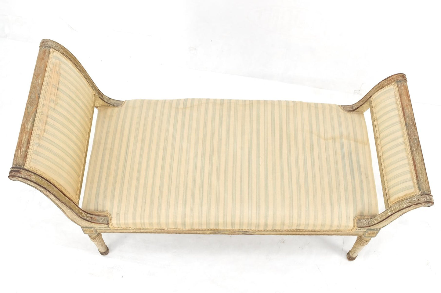 EstablishedLines 19th Century French Empire Reclining Arm Bench Recamier Carved Old Distressed