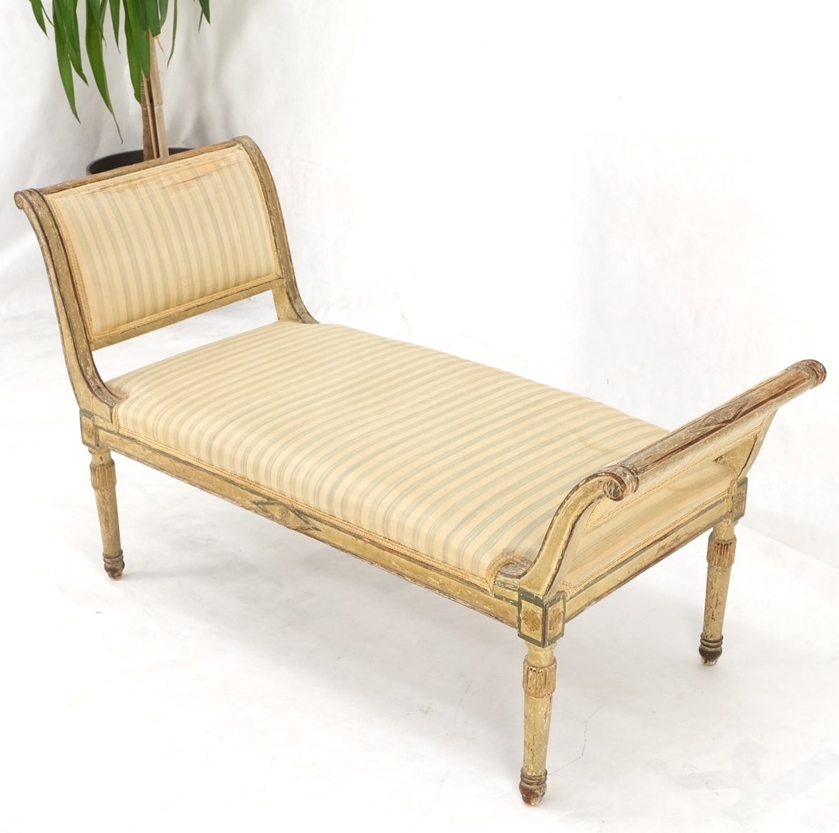 EstablishedLines 19th Century French Empire Reclining Arm Bench Recamier Carved Old Distressed