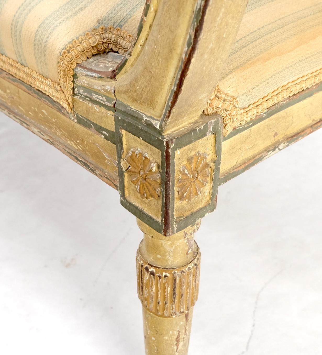 EstablishedLines 19th Century French Empire Reclining Arm Bench Recamier Carved Old Distressed