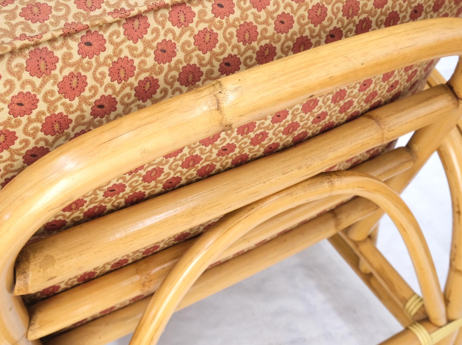 EstablishedLines 5 Pieces Set of Mid Century Rattan Bamboo Sectional Sofa & Arm Longe Chair Mint