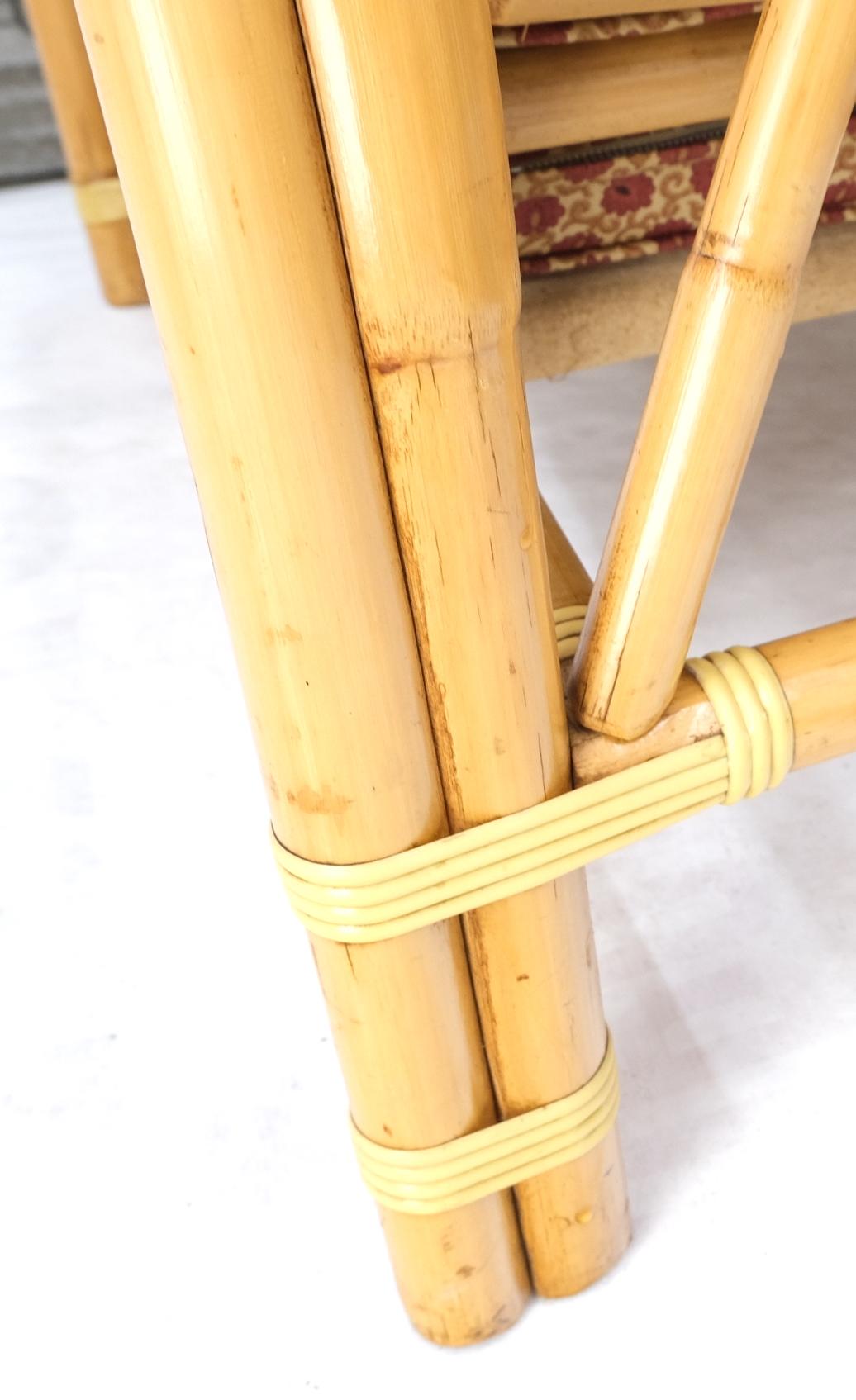 EstablishedLines 5 Pieces Set of Mid Century Rattan Bamboo Sectional Sofa & Arm Longe Chair Mint