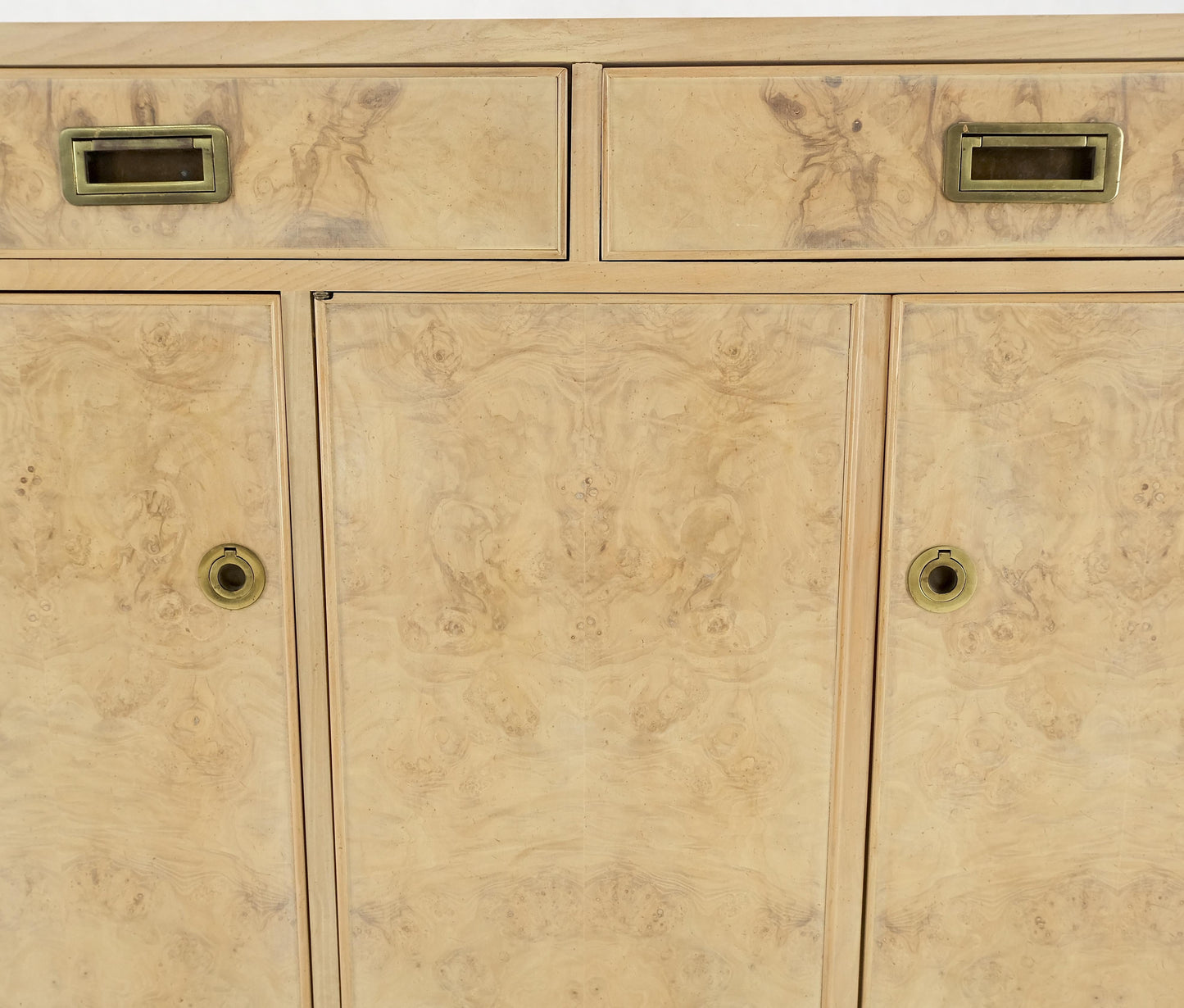 EstablishedLines White Wash Pickled Burl Wood Expandable Liquor Cabinet on Wheels Campaign Pulls