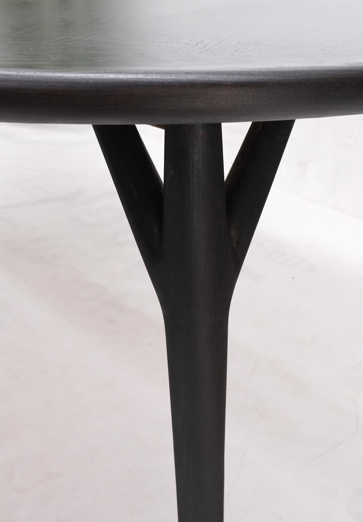 EstablishedLines Round Mid Century Ebonized Oak Dining Table w/ Two Leafs Jack Van der Molen MINT