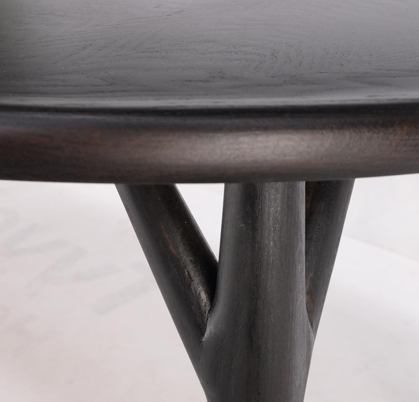 EstablishedLines Round Mid Century Ebonized Oak Dining Table w/ Two Leafs Jack Van der Molen MINT