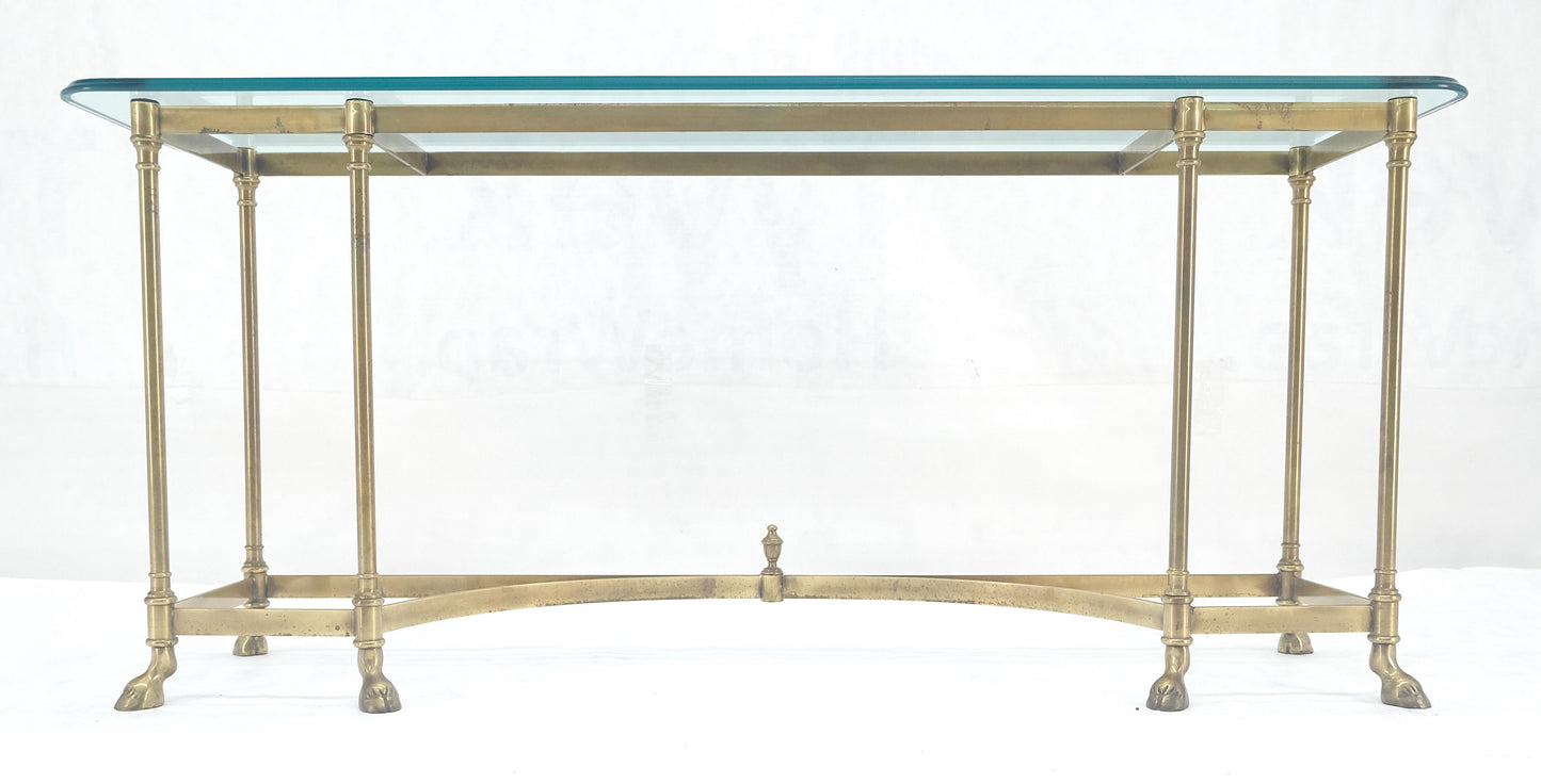 EstablishedLines Italian Hoof Feet Brass Frame Base 3/4" Glass Top Console Hall Table
